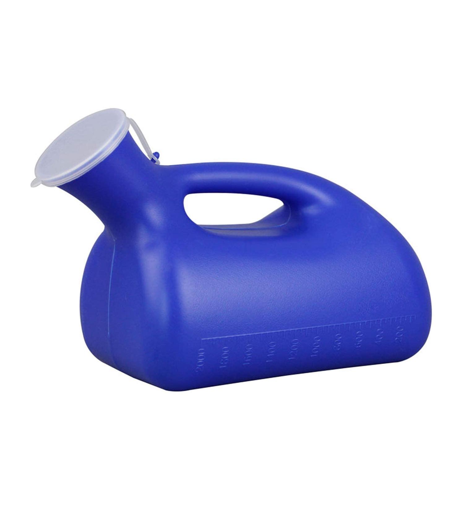 Urinals for Men - 2000mL Thick Plastic Bedpan Bottle with Lid - Portable Pee Bottles - Travel Collection Containers(Blue) Happy - Buy Online on GoSupps.com