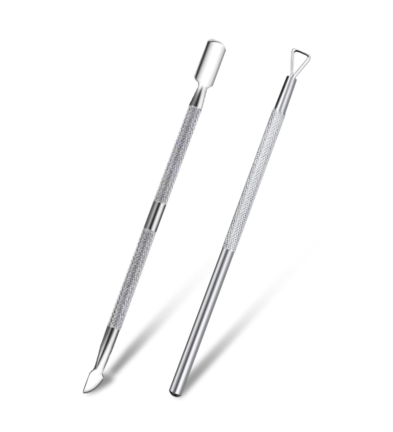 Sularpek 2 Pack Cuticle Pusher and Cuticle Peeler Cuticle Pusher Stainless Steel Dual Head Nail Scraper Nail Gel Polish Remover Tool for Fingernails and Toenails(Silver) - Buy Online on GoSupps.com