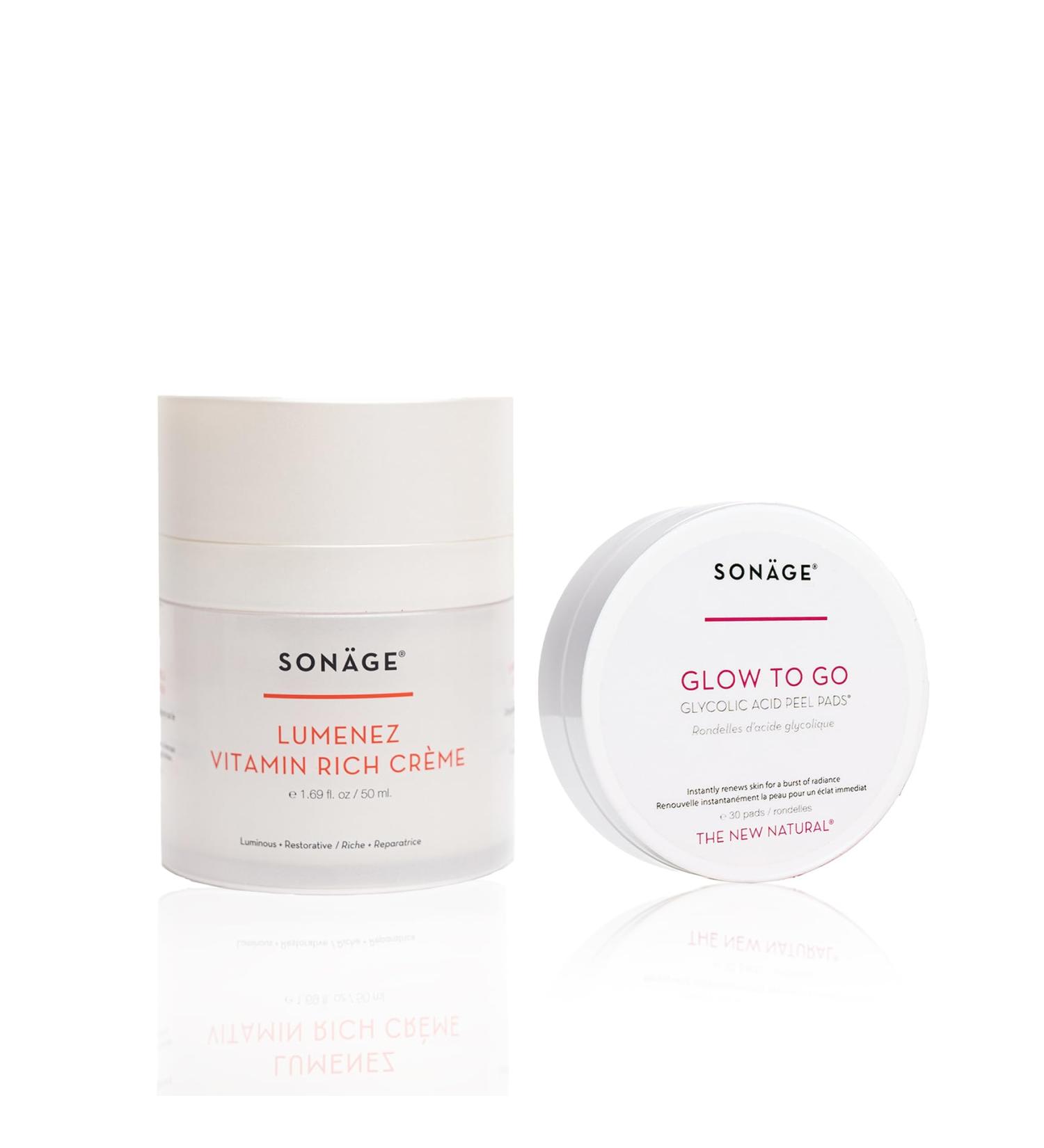 Radiance Duo - Glow To Go Glycolic Peel Pads + Lumenez Vitamin Rich Cr me - Buy Online on GoSupps.com