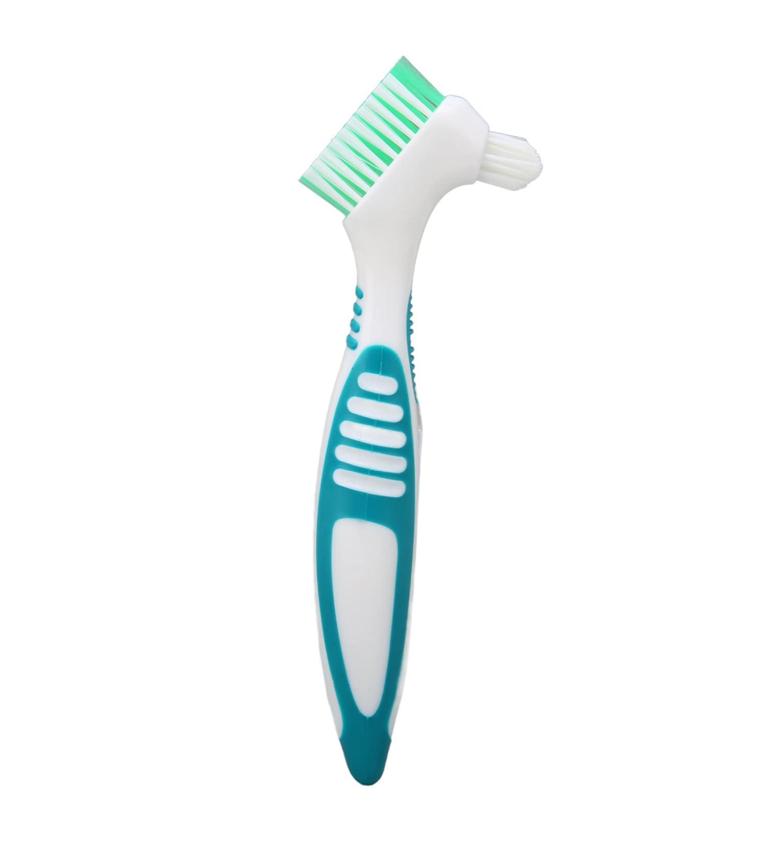 Denture Brush with Multi-Layered Soft Bristles - Effective Plaque & Bacteria Removal - Prevent Dental Calculus - Safe & Nontoxic Dental Cleaner - Buy Online on GoSupps.com