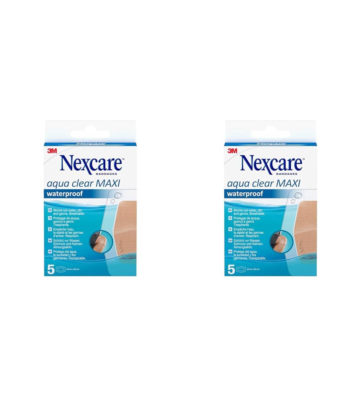 Nexcare Aqua Clear MAXI Waterproof Plasters - 60mm x 88mm 5-Pack (2 Packs) | Durable & Effective Wound Protection - Buy Online on GoSupps.com