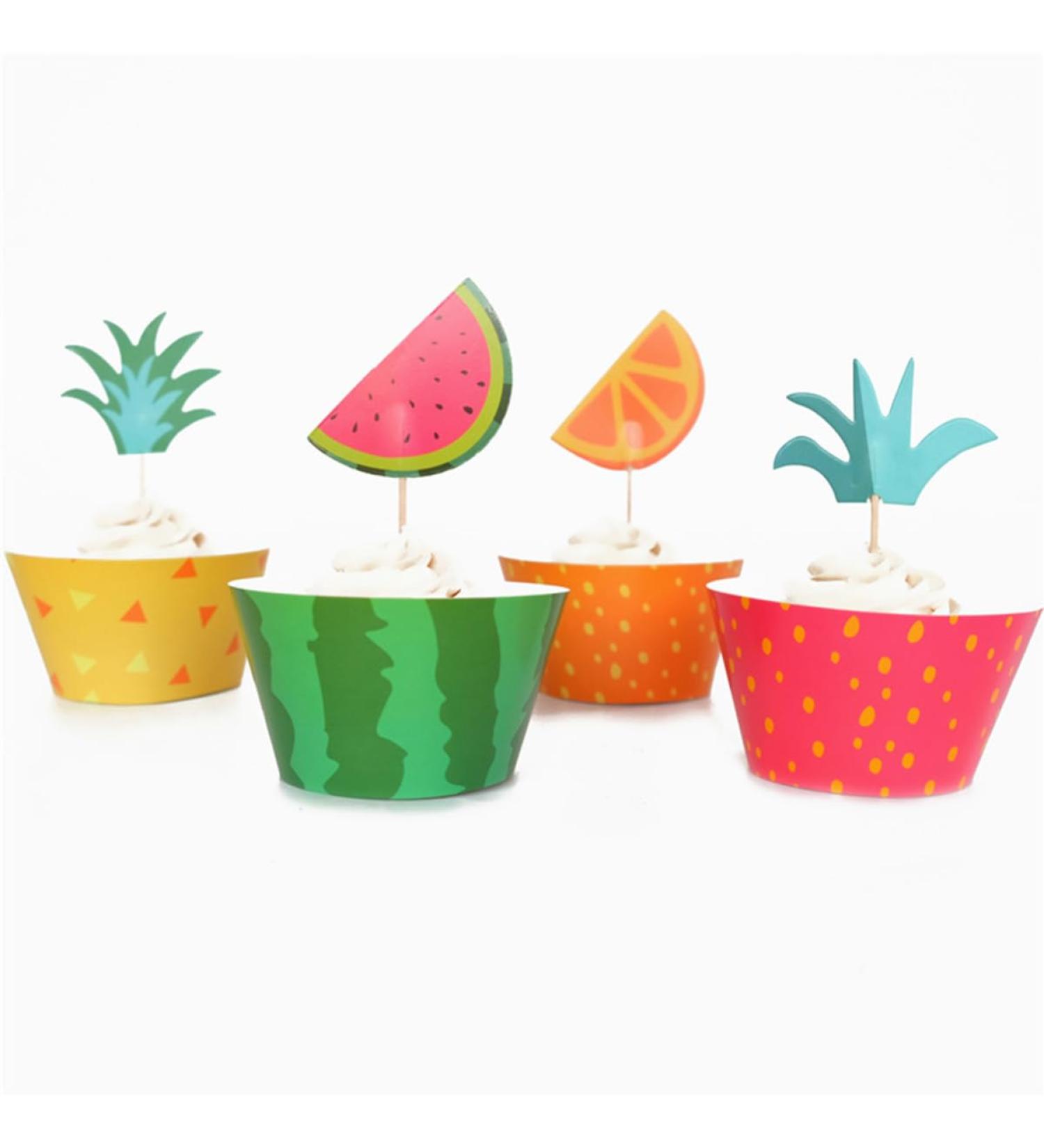 Warmhm 24pcs Top Hat Hawaii Cupcake Toppper Hawaii Toppper Hawaii Fruit Toppper Child Muffin Cup Colorful - Buy Online on GoSupps.com
