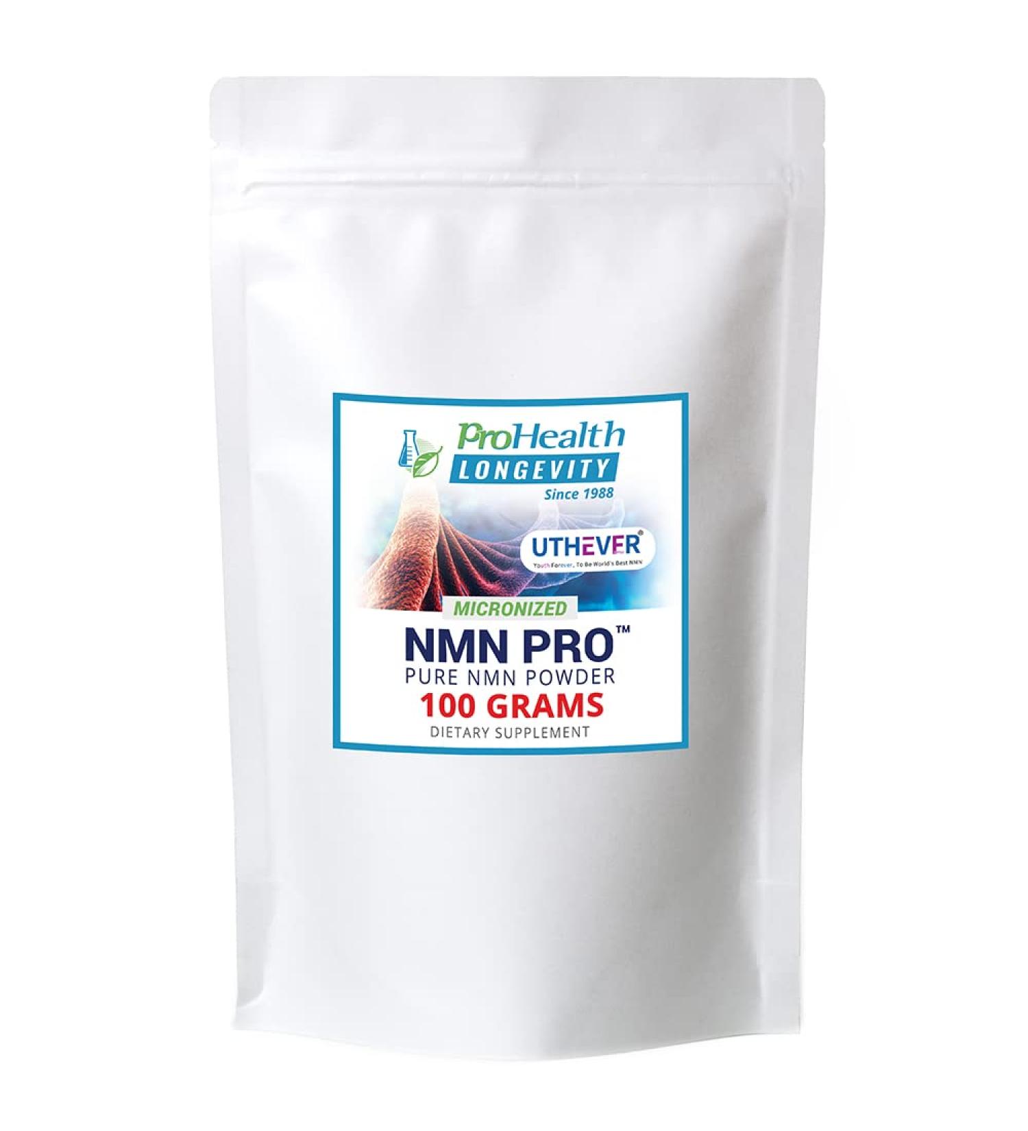 Pure NMN Pro 100g Bulk Powder - 99%+ Ultra Pure Pharmaceutical Grade NMN - Boost NAD+ for Longevity - Uthever Brand NMN (3.52oz) - Buy Online on GoSupps.com