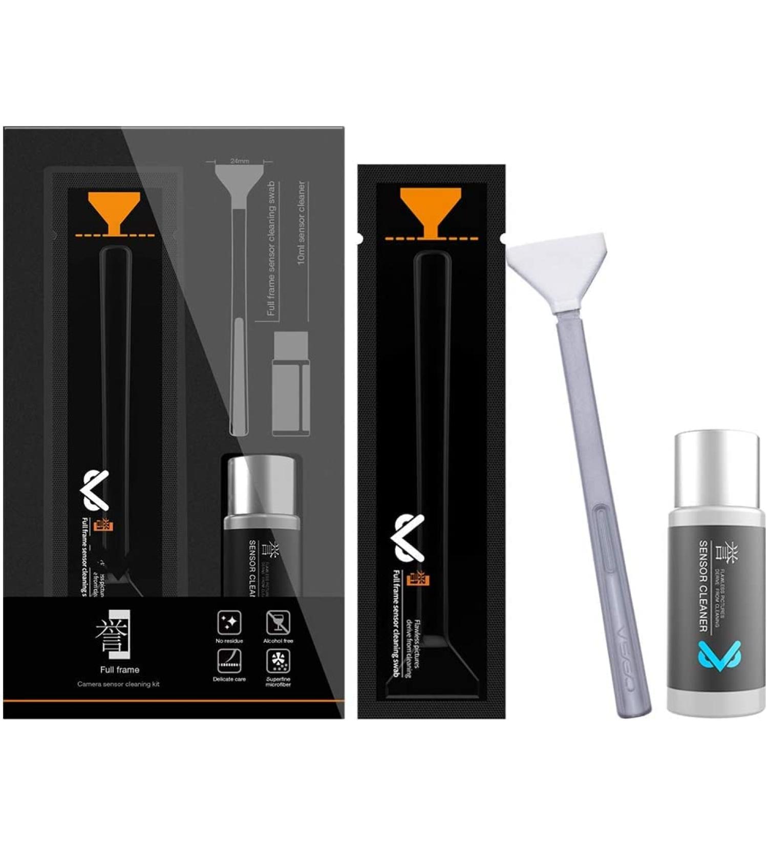 VSGO VS-S03E Full Frame Camera Cleaning Kit - 12pcs Swab & 10ml Cleaner for Sony Nikon Canon FF CCD CMOS - Buy Online on GoSupps.com
