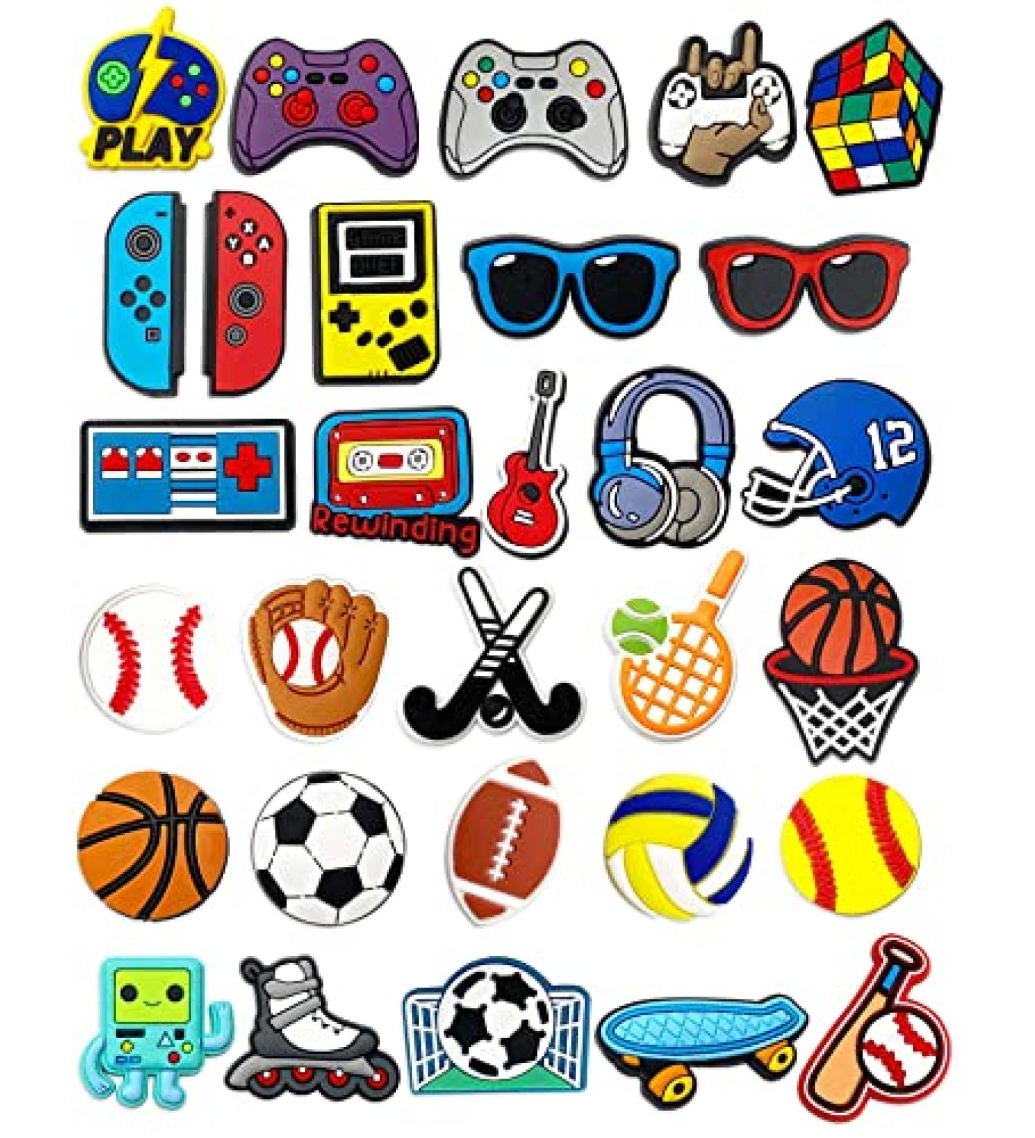 Canberly 30 PCS Sports Shoe Charms for Boys - Basketball, Football, Baseball, Soccer, Video Game Clogs - Teens and Kids - Buy Online on GoSupps.com