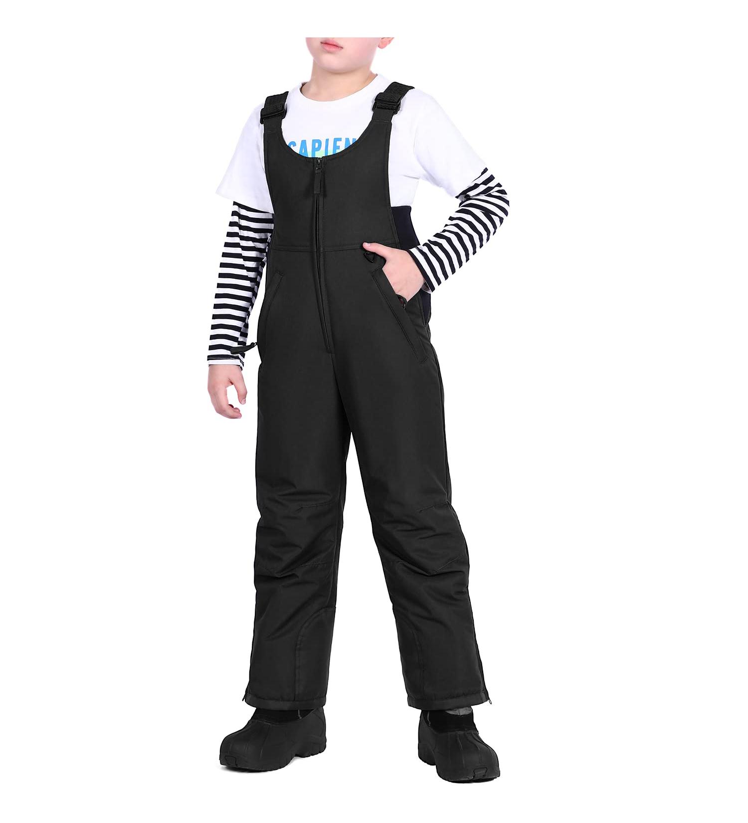 Sportneer Large Black Kids Snow Bibs | Insulated Ski Pants for Boys & Girls - Buy Online on GoSupps.com