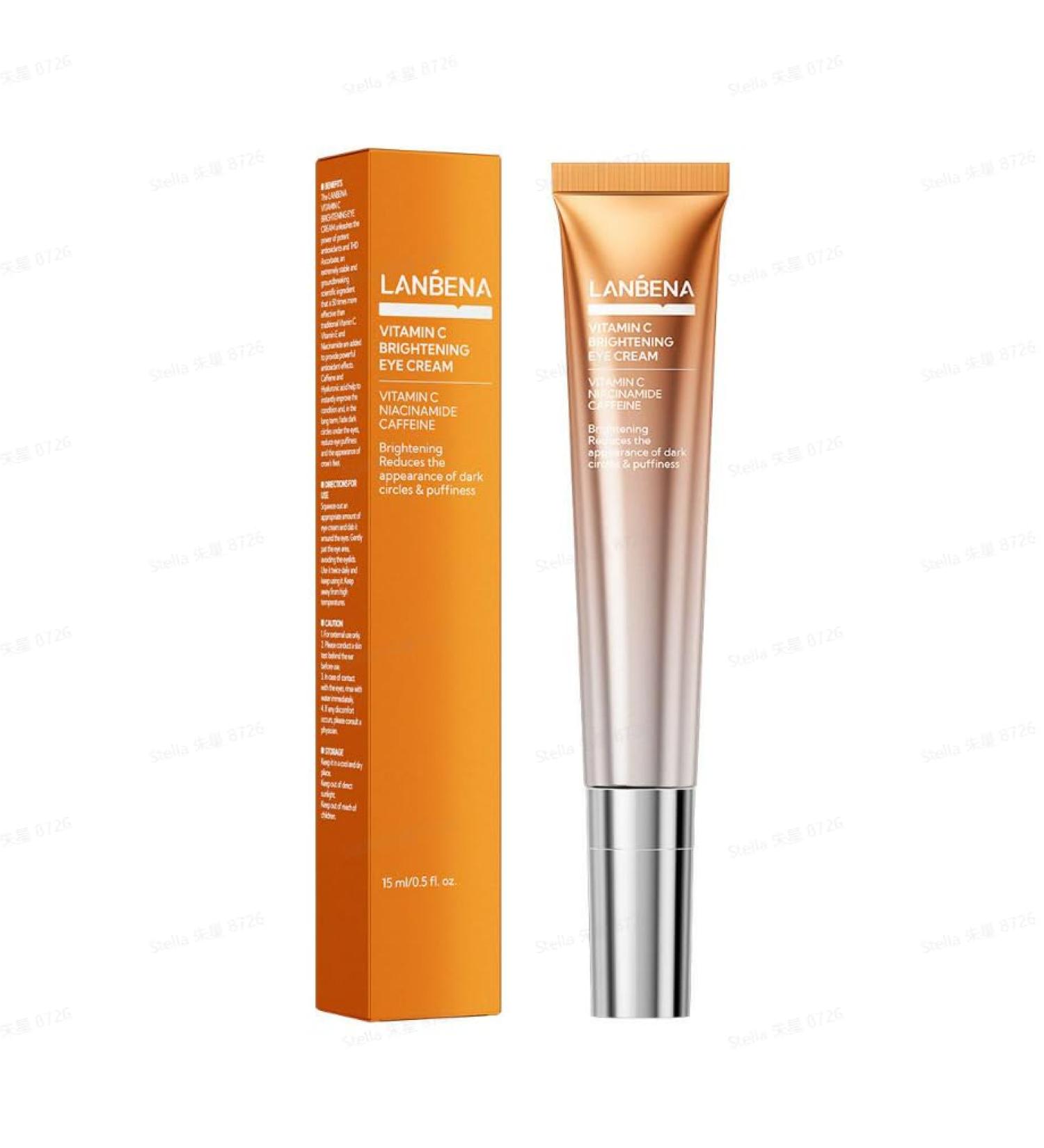 LANBENA Vitamin C Brightening Eye Cream 15ml Reduces Dark Circles Puffiness & Fine Lines Brightening & Anti-Aging Under Eye Treatment 0.5 Oz