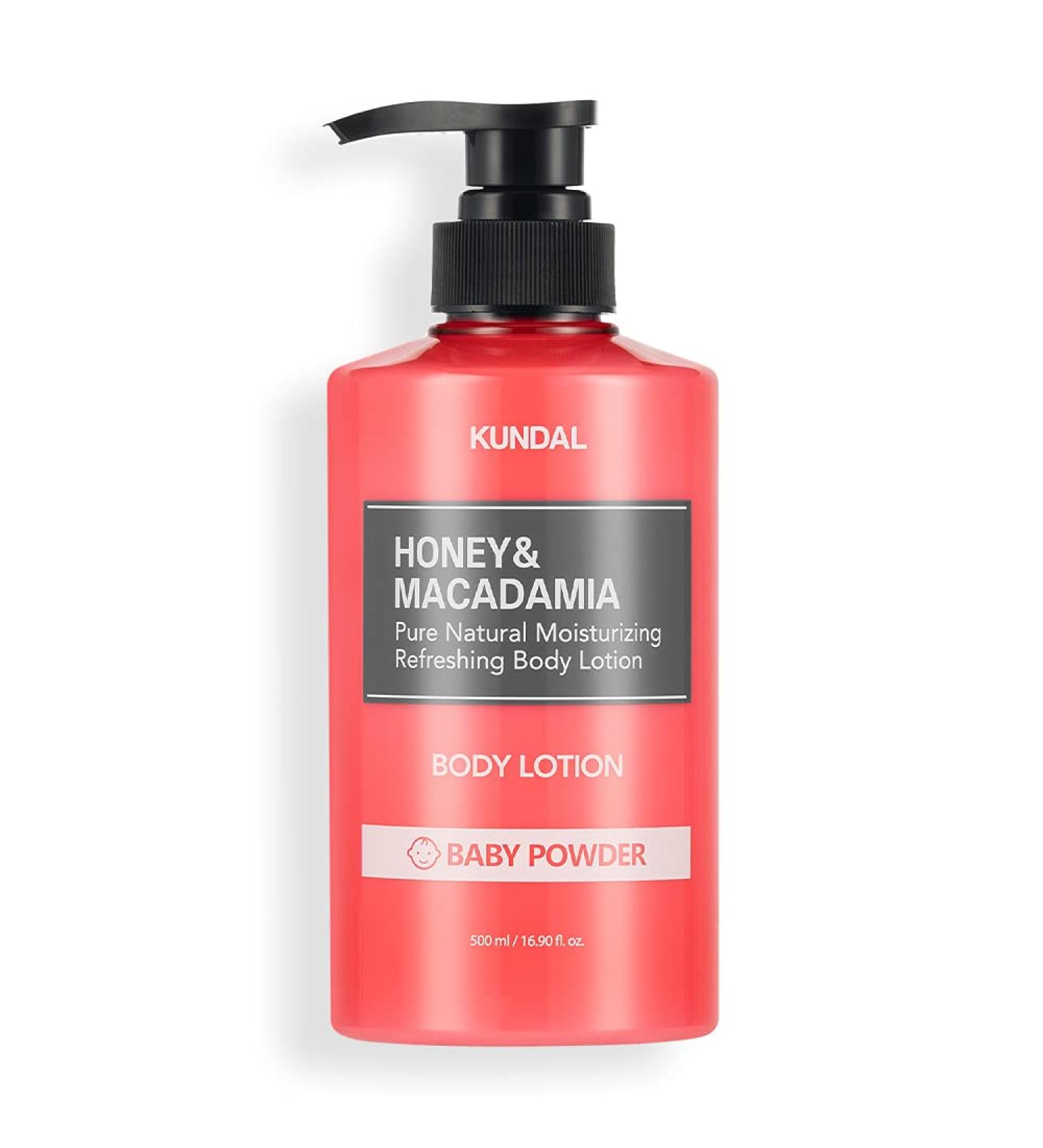 Kundal Honey & Macadamia Body Lotion | Baby Powder Scent | 500 ml (16.90 fl oz) - Buy Online on GoSupps.com