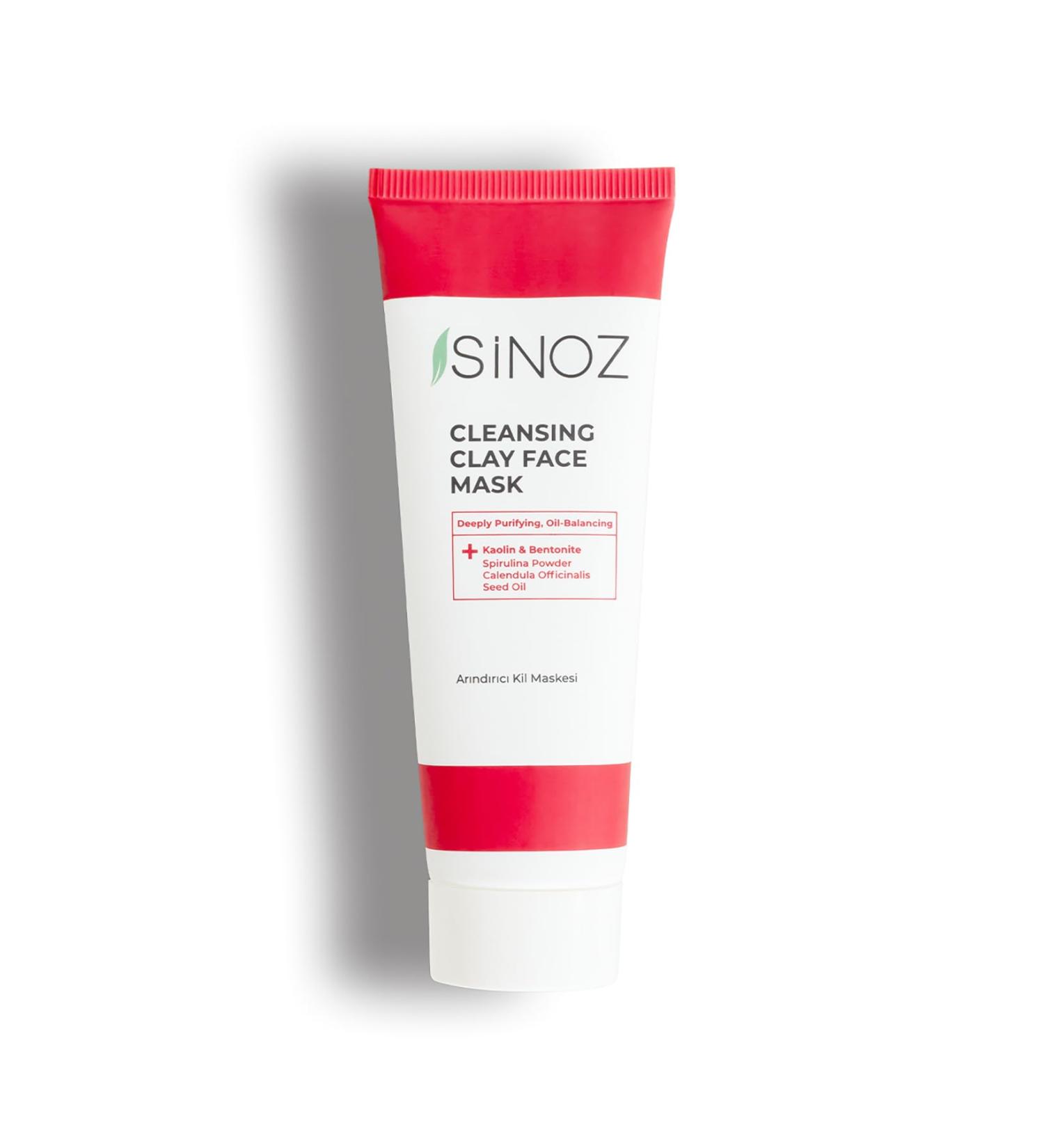Sinoz Cleansing Clay Face Mask Kaolin Bentonite Spiruline en poudre Callendula Seed Oil 50ml - Buy Online on GoSupps.com