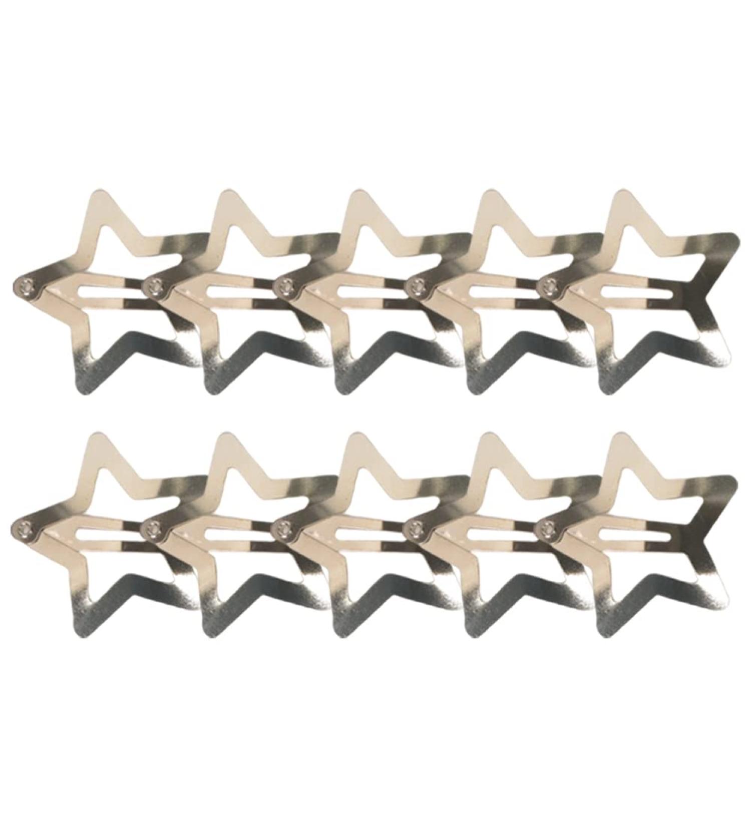 Star Snap Hair Clips - 10pcs Silver Barrettes for Women & Girls | Punk Hair Accessories - Buy Online on GoSupps.com