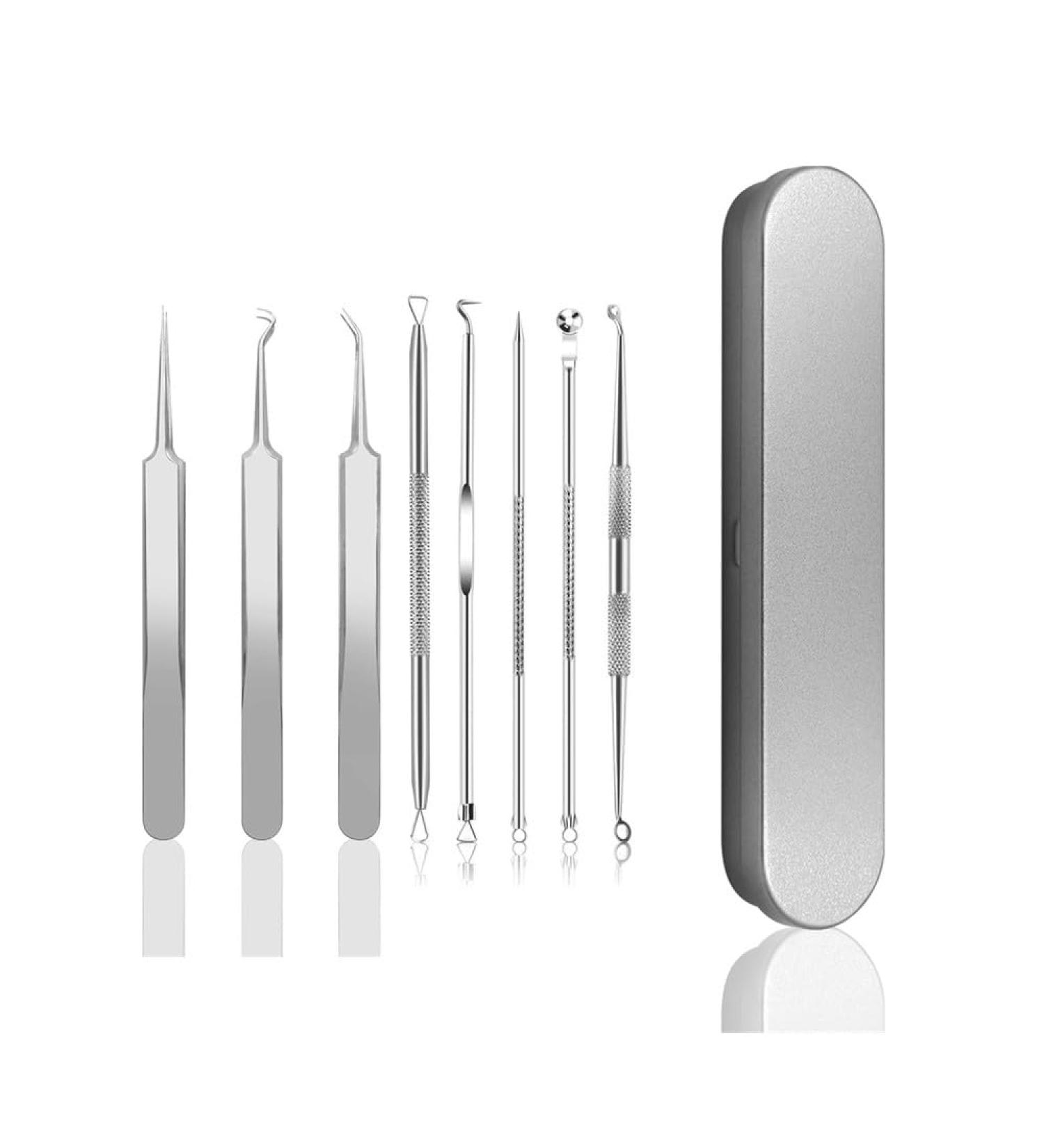 Blackhead Remover Tool 8 Pcs Pimple Popper Tool Kit Blackhead Extractor for Face Nose Comedone Zit Acne Whitehead Pores Blemish Fat Granules Stainless Steel Facial Skin Care Kit - Buy Online on GoSupps.com