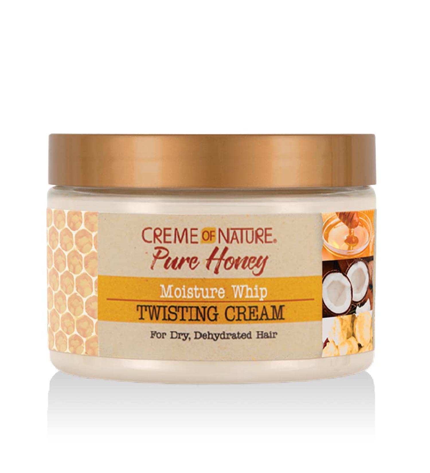 Curl Cream for Curly Hair by Creme of Nature, Pure Honey Moisture Whip Twisting Cream for Dry Dehydrated Hair, 11.5 Fl Oz