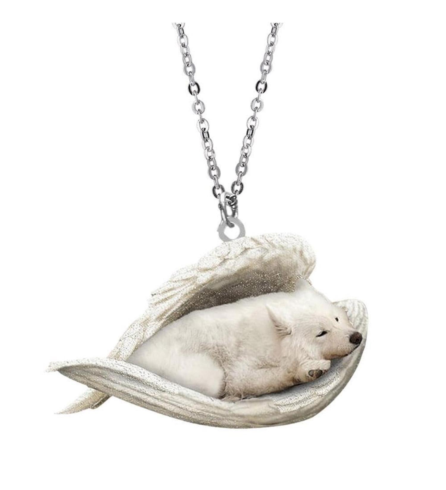 Plbge 2D Flat Sleeping Dog Necklace - Cute Angel Jewelry for Pet Lovers & Young Girls - Perfect Gift - Buy Online on GoSupps.com