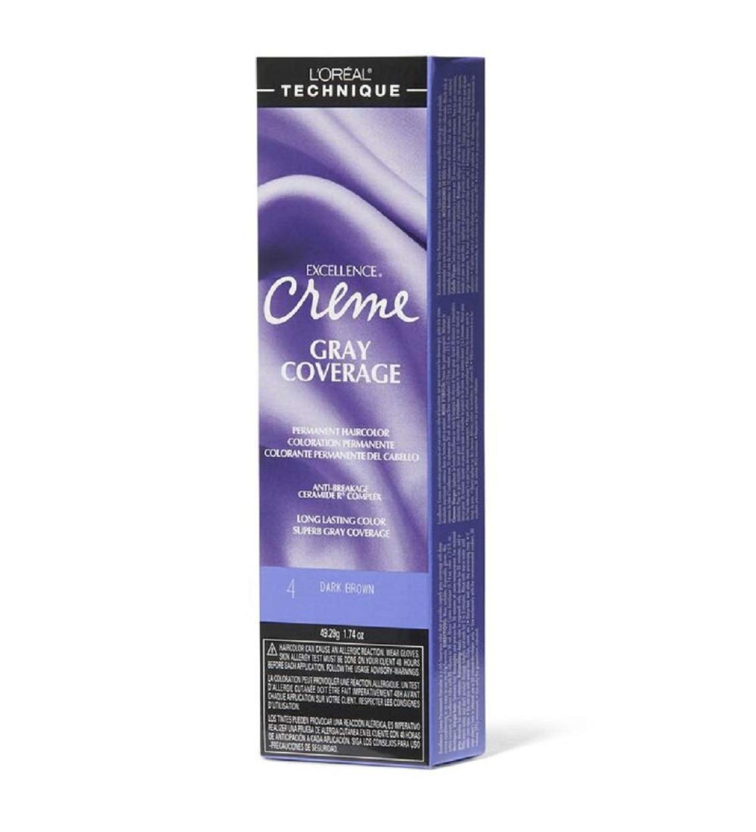 L'Oreal Paris Excellence Creme Permanent Hair Color  Dark Brown No.4  1.74 Ounce 4 Dark Brown 1.74 Ounce (Pack of 1)