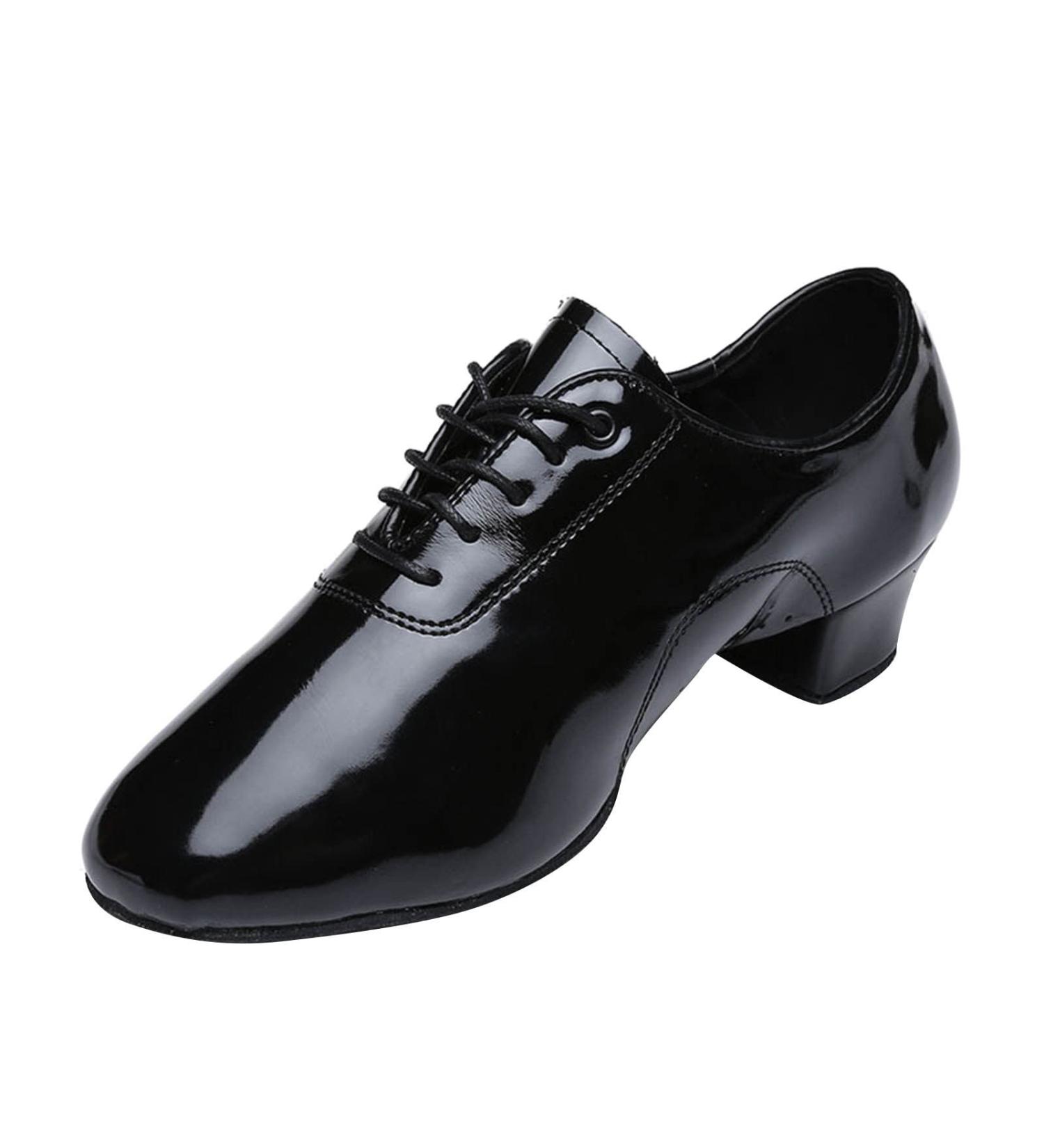 Boys Modern Dance Shoes - Black Leather Lace-Up Ballroom Latin Shoes for Prom, Kids Size 36 - Buy Online on GoSupps.com