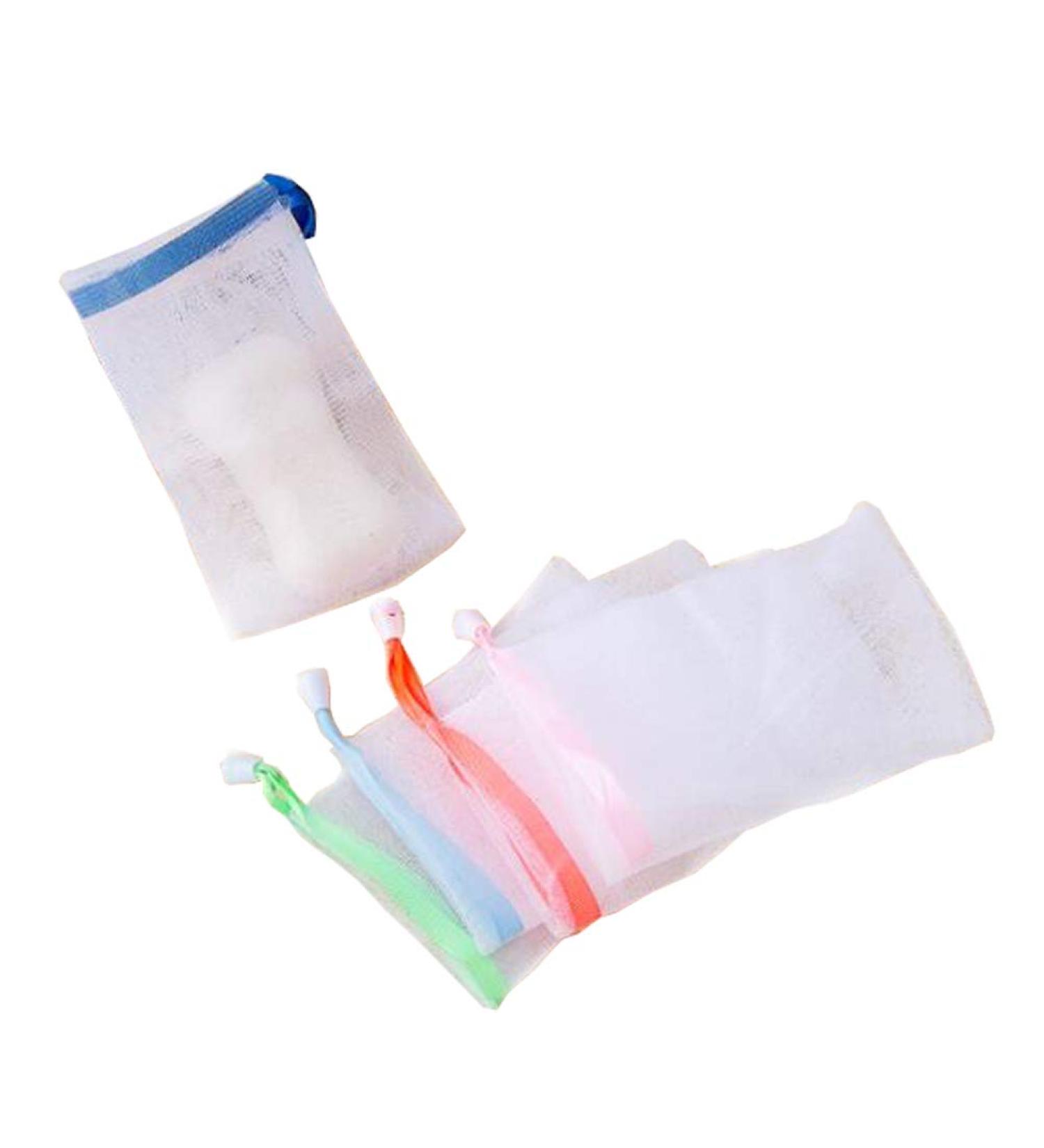 TOPBATHY 5pcs Exfoliating Soap Saver Pouch | Mesh Bags for Handmade Soap - Green Blue Orange Pink Sky-Blue - Buy Online on GoSupps.com