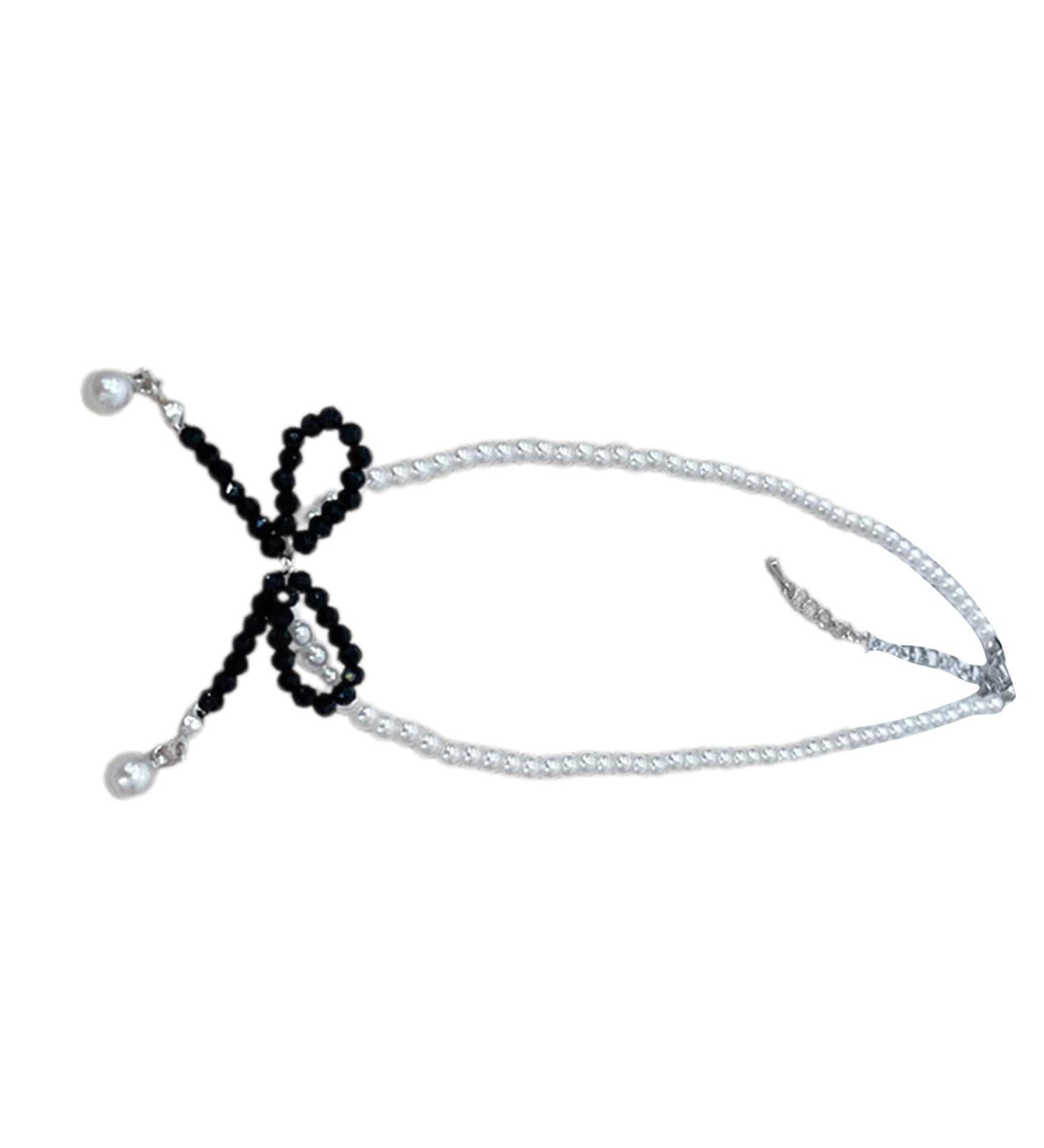 Oralgo's Bohemian Pearl Necklace | Loop Trailer & Collarbone Chain | Crystal Pearls Jewelry for Women & Girls - Black - Buy Online on GoSupps.com