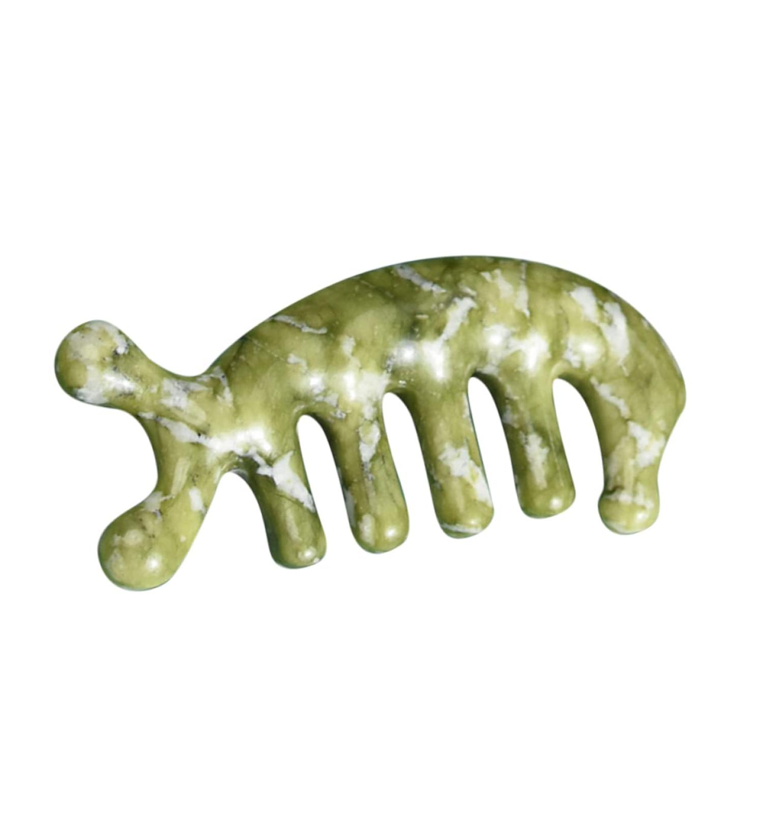 Plafope Jade Massage Comb - Creative Body Acupuncture and Massage Tool | Reliable Handcrafted Green Jade Device (11.50x4.50cm) - Buy Online on GoSupps.com