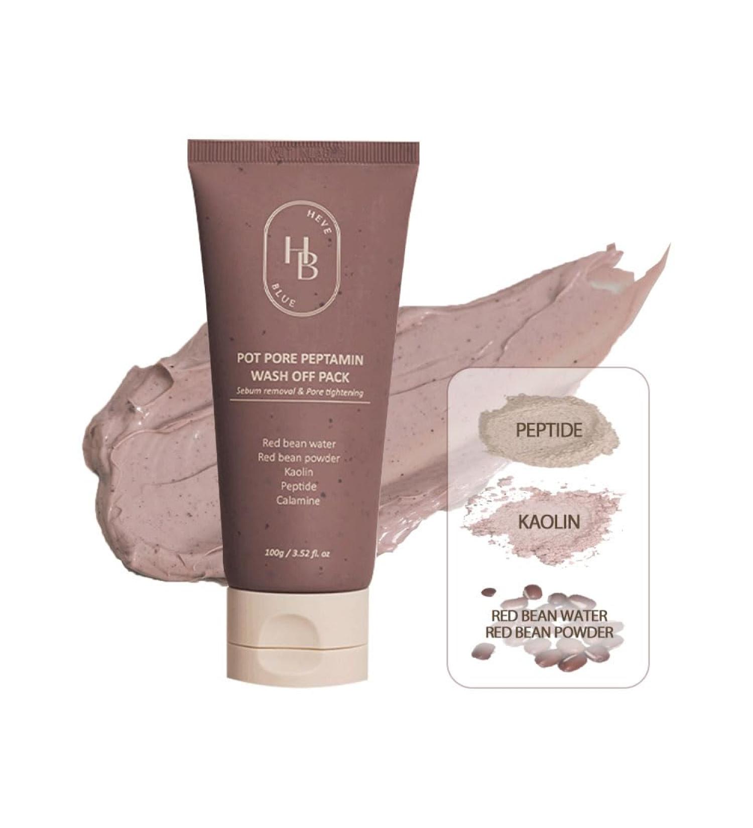 HEVEBLUE Pot Pore Peptamin Wash Off Pack - Red Bean Peptide Removes Blackhead Pore Care Tightening Hydrating Sensitive Skin Korean Skincare Exfoliating Vegan K-Beauty Wash-off Mask Pack - Buy Online on GoSupps.com