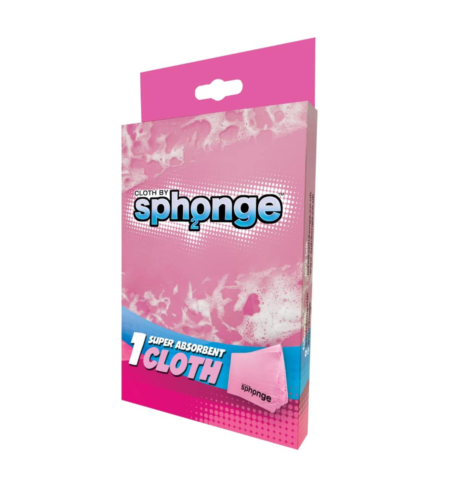 SPH2ONGE Super Absorbent Cloth (Pink) | Multi-Purpose | Designed to Hold x10 Its Weight in Liquid | Re-usable | Perfect All Around Your Home | Effective on Every Surface | Drip-Free and Durable Pink Cloth Sponge - Buy Online on GoSupps.com