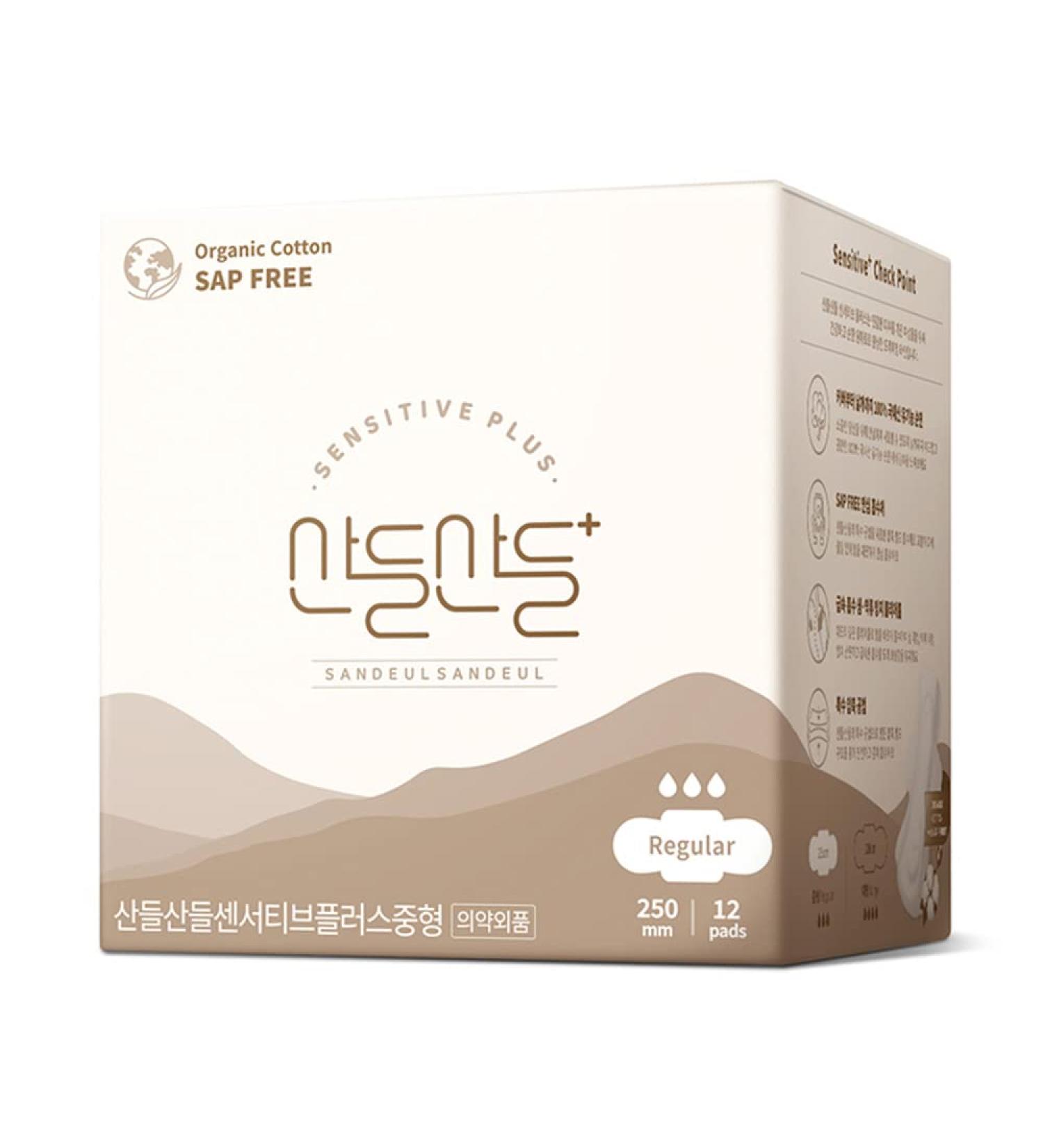 SANDEUL Sensitive Plus Organic Regular Pads - Unscented & with Wings | Organic Cotton Feminine Pads - Buy Online on GoSupps.com