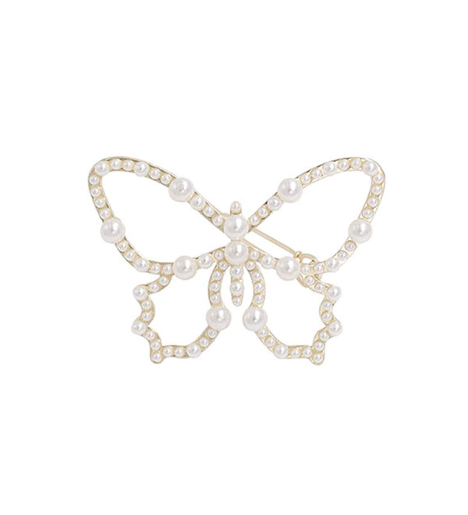 Crystal Camellia Flower Pony Side Faux Pearl Hair Clip | Girls Hair Accessories | Butterfly Design - Buy Online on GoSupps.com