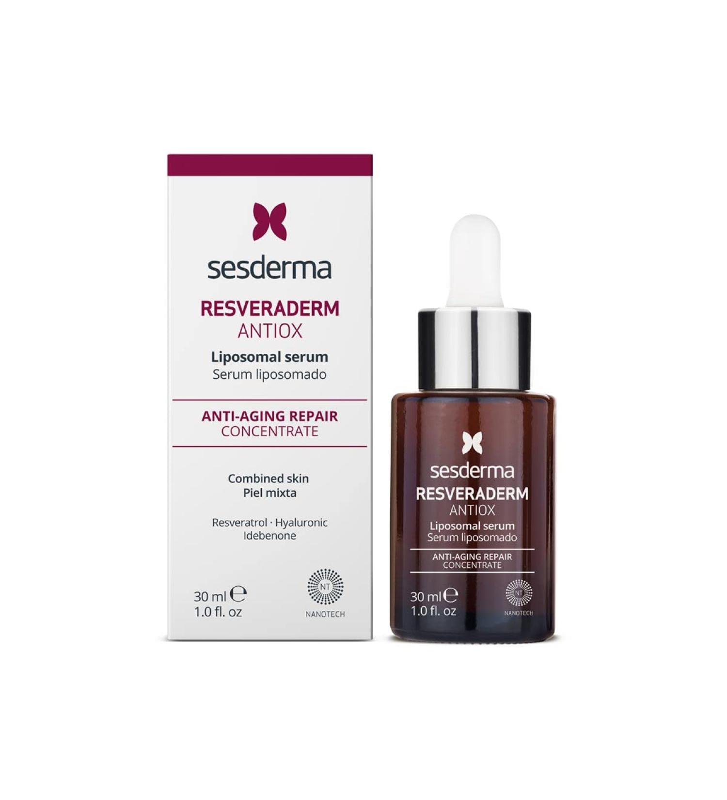 Sesderma | RESVERADERM Liposomal Serum | Antioxidand Serum | Anti-Wrinkle | Luminousity Booster | Skin Plumping | Anti-Ageing Serum | Skin Repair | Resveratrol | Hyalouronic Serum | 30 ml