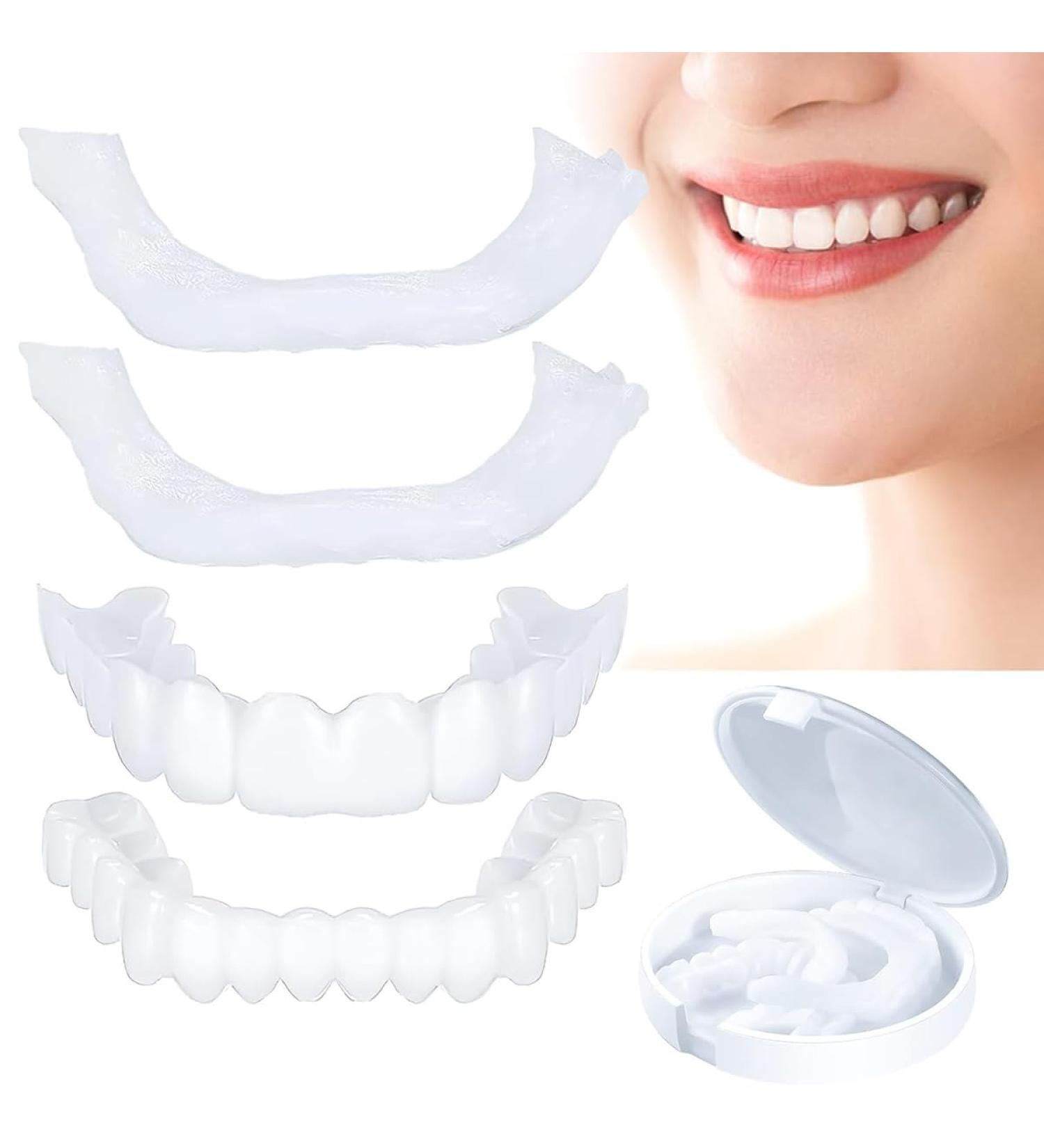 Fluktrix 4 Pairs of Artificial Teeth | Brightening Prostheses for Men & Women | Comfortable Temporary Smile Solution - Buy Online on GoSupps.com