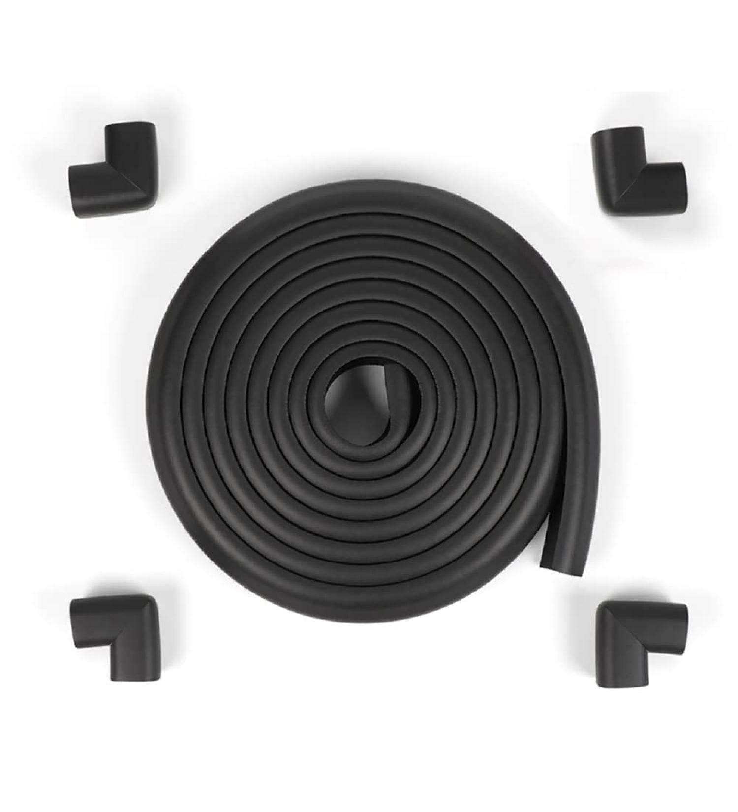 Lingyou Pavilion Baby Safety Corner Protector Set - 6.5 Ft Edge Guard with 4 Protective Foam Covers | Double-Sided Adhesive | Black 2m Crash Strip - Buy Online on GoSupps.com