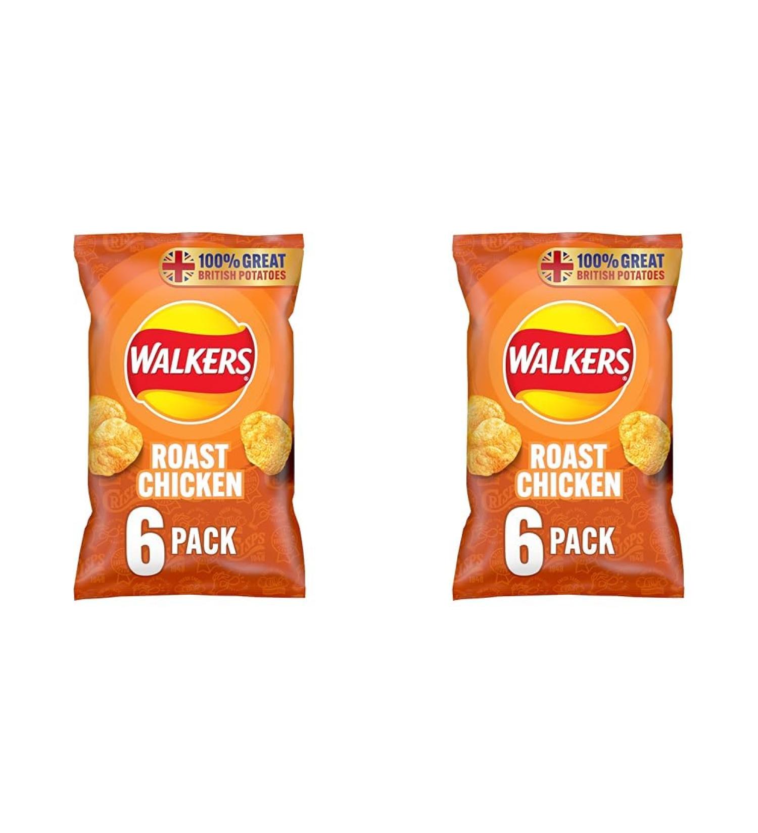 Walkers Roast Chicken Multipack Crisps 6x25 g (Pack of 2) 150 g (Pack of 2) - Buy Online on GoSupps.com