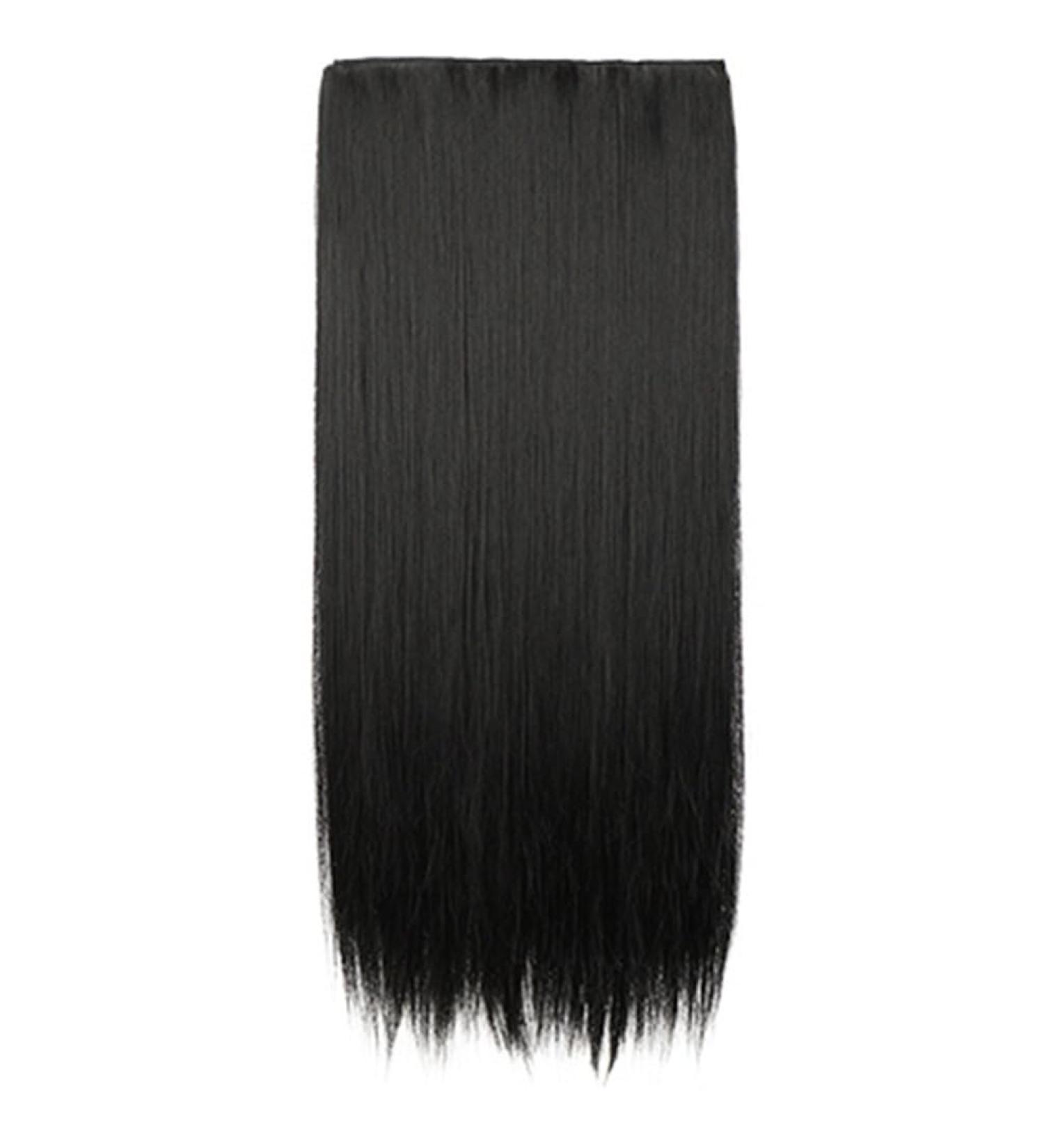 SOLUSTRE Synthetic Hair Piece Long Straight Clip In Hair Extension Women Hairstyle Accessory 80X15CM Black - Buy Online on GoSupps.com