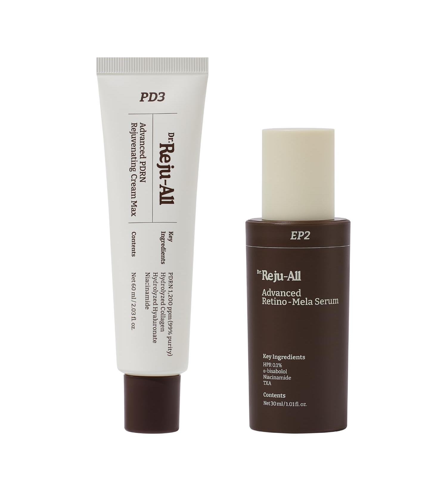 Dr. Reju-All Advanced PDRN Rejuvenating Cream Max + Advanced Retino-Mela Serum - 99% Pure Salmon DNA PDRN Face Moisturizer - HPR Retinol Serum for Face - Korean Anti-Aging Skin care - Buy Online on GoSupps.com