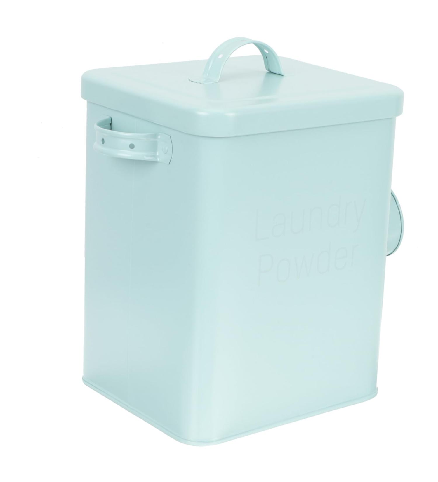 Outanaya Box Laundry Bin Laundry Organizer Bucket with Scoop Lidded Laundry Holder Metal Laundry Holder Iron Laundry Bucket Laundry Holder Sub Bucket 23x18cm Light Green - Buy Online on GoSupps.com