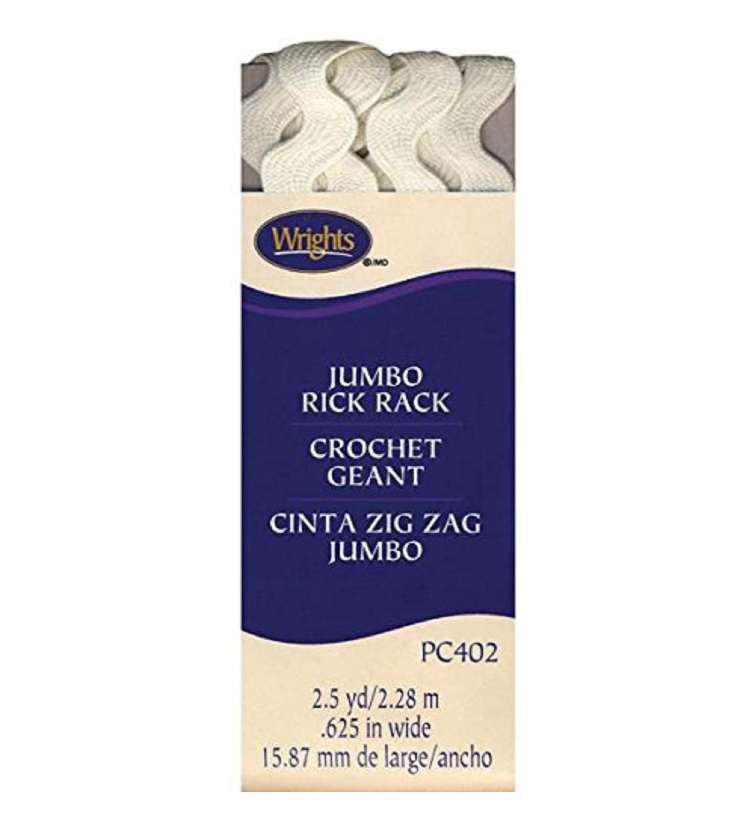 Wrights 5/8 by 2-1/2-Yard Rickrack Quilting Supplies  Jumbo  Oyster