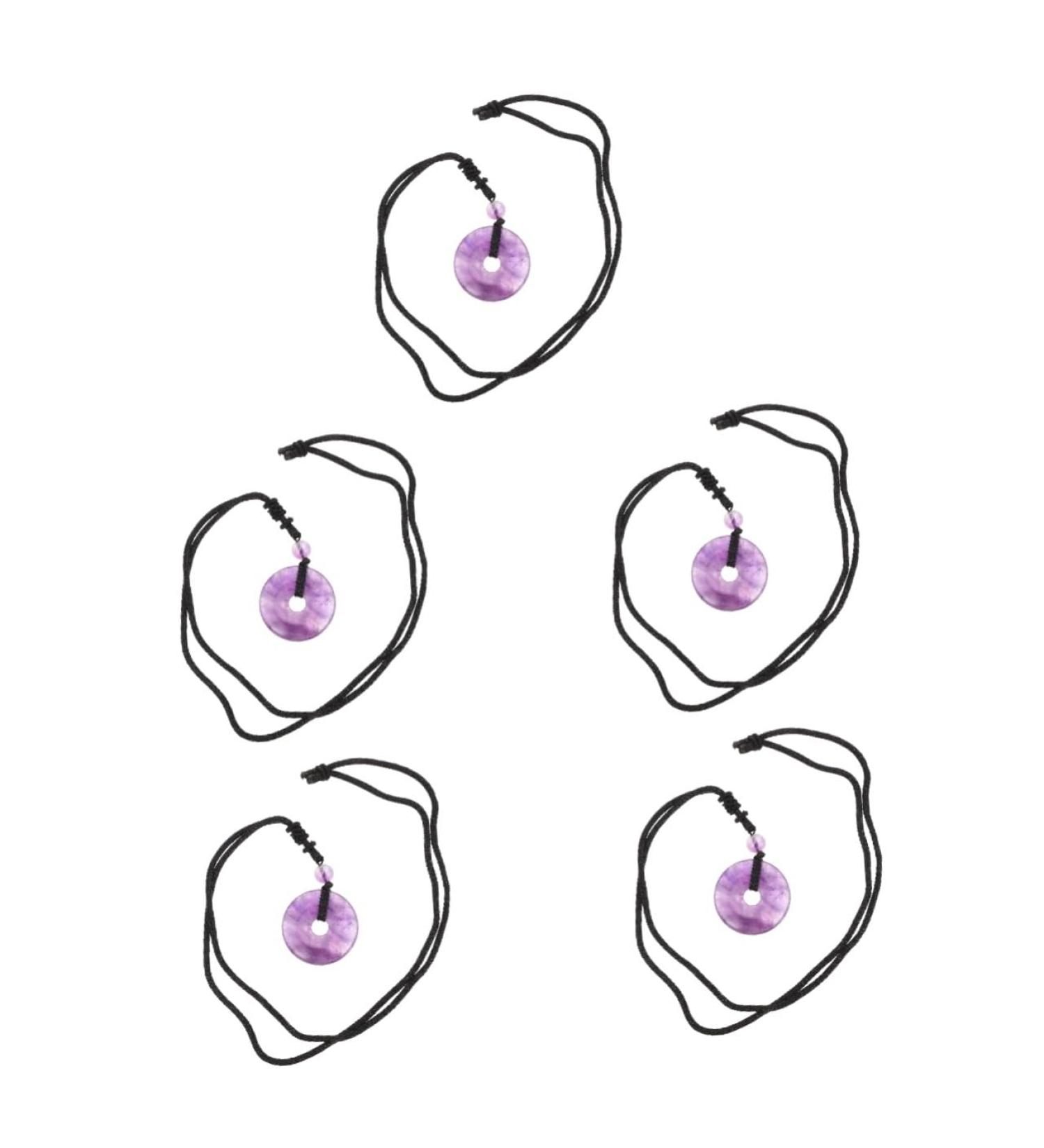 Magiclulu 5-St Necklace with Safety Buckle | Unique Jade & Crystal Circle Necklaces for Men & Women | Classic Violet Chinese Jewelry - Buy Online on GoSupps.com