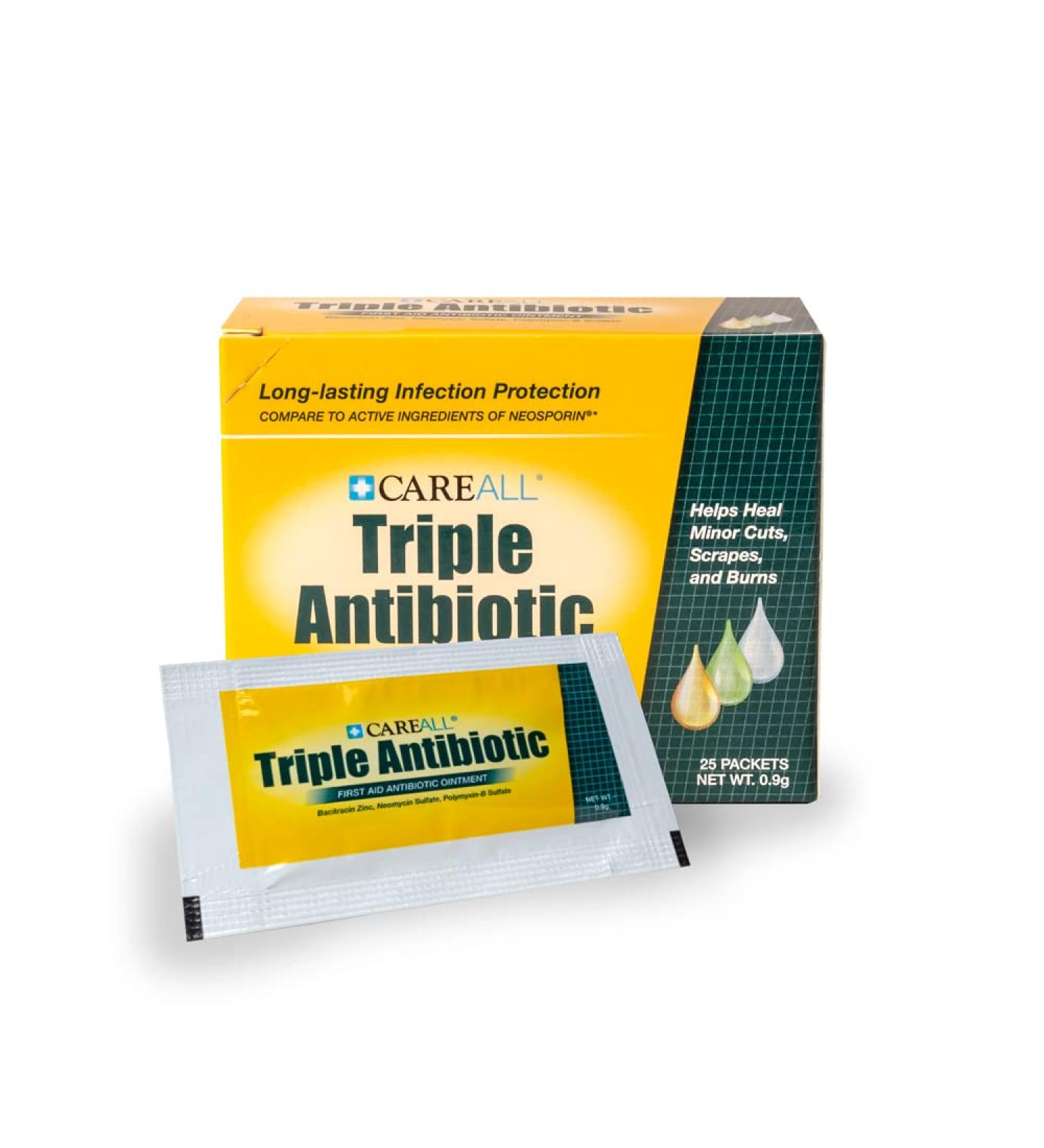 CareALL Triple Antibiotic Ointment 0.9gr Foil Packets - 25 Pack | First Aid for Scratches & Wounds | Prevents Infection | Compare to Leading Brand | 0.9 Gram - Buy Online on GoSupps.com