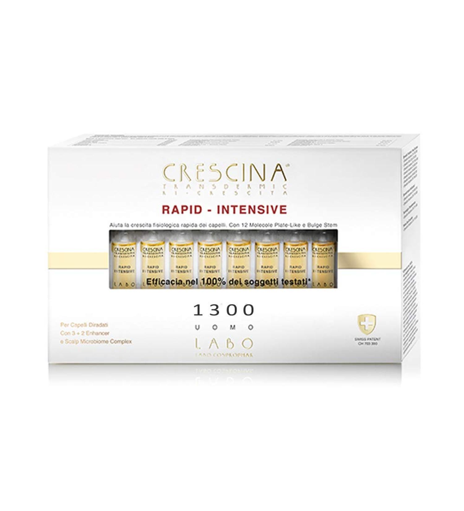LABO Crescina Transdermic RAPID-INTENSIVE Hair Growth Treatment 1300 Man 40 Ampoules