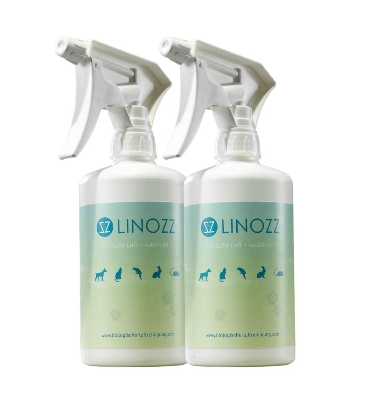2 x 500ml Linozz Animal Odor Neutralizers | Eliminate Cat Urine & Dog Smells | Vegan Fresh Air Spray | Litter Box Deodorant - Buy Online on GoSupps.com