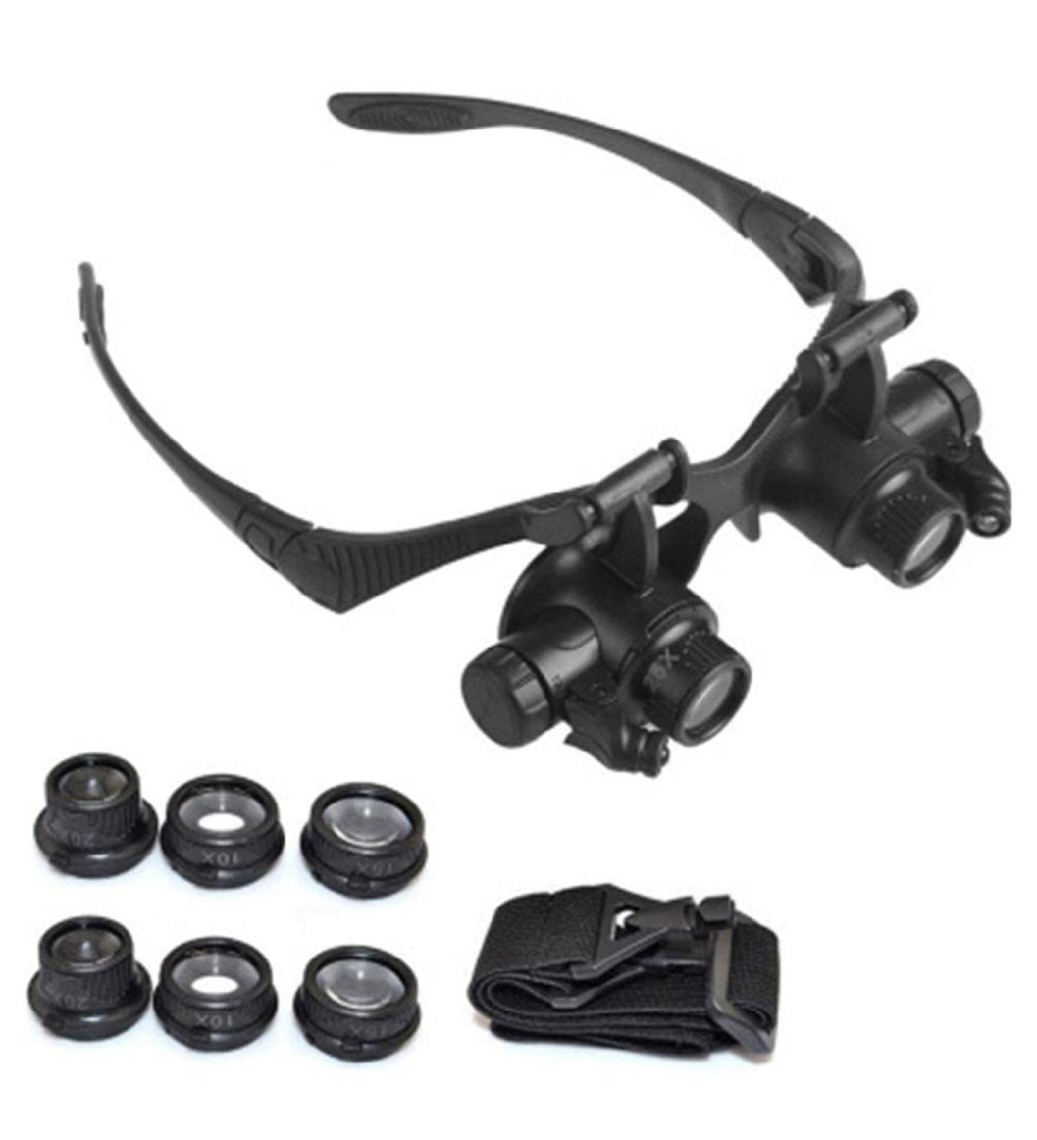 Glasses Magnifier Cold Warm Light Source Glass with Led Light 6 Lenses with 2 LED Light Illuminated Magnifier It is Suggested to Use A Single Eye for Viewing at Area Only Because Will - Buy Online on GoSupps.com