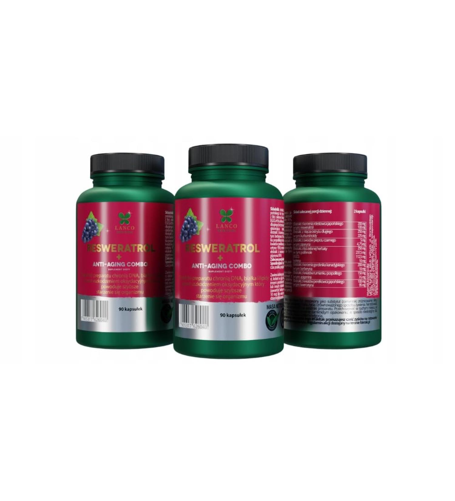 Buy Lanco Nutritions Resveratrol + Anti-Aging Combo - 90 Capsules | Premium Dietary Supplement for Immune Support & Longevity - Buy Online on GoSupps.com