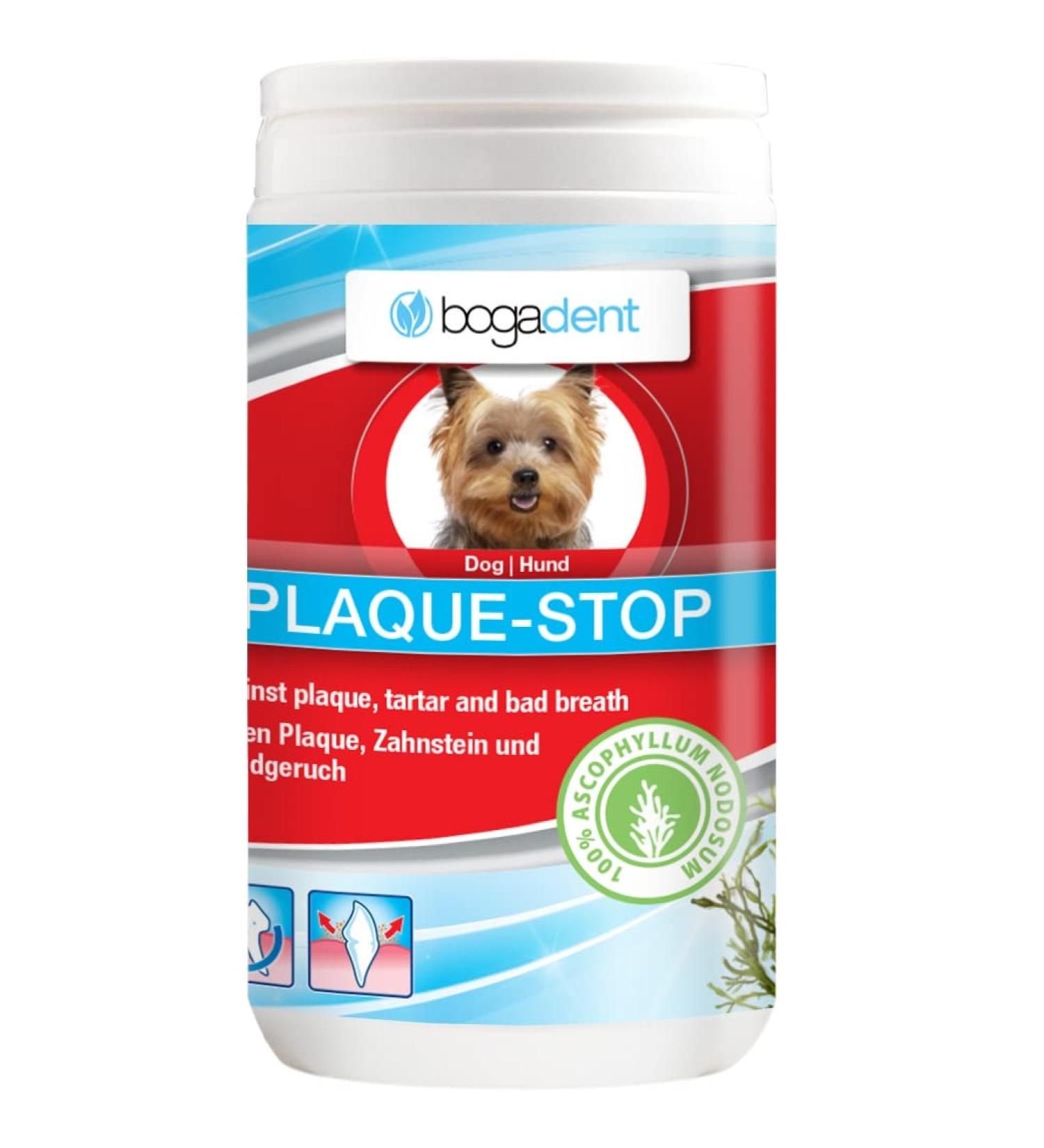 Bogadent Plaque stop - dog dental care - 70g - powder for the elimination of tartar & against bad breath in dogs - just remove tartar yourself - tartar remover dog ubo0783