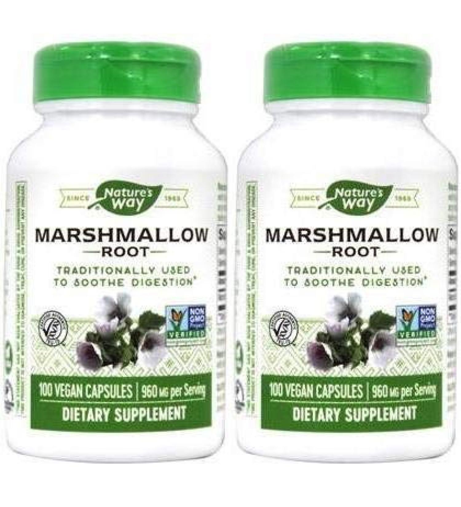 Nature's Way Marshmallow Root 960mg (2 Pack) - Supports Respiratory Health - 100 Count Each - Buy Online on GoSupps.com