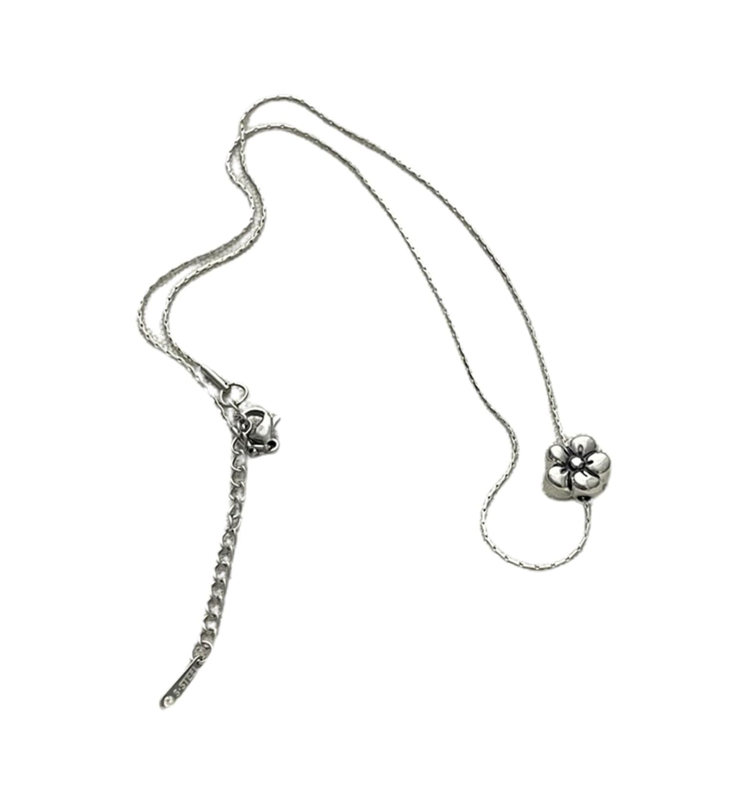 Oralgos Elegant Flower Charm Necklace | Adjustable Silver-Colored Jewelry for Women & Girls - Buy Online on GoSupps.com
