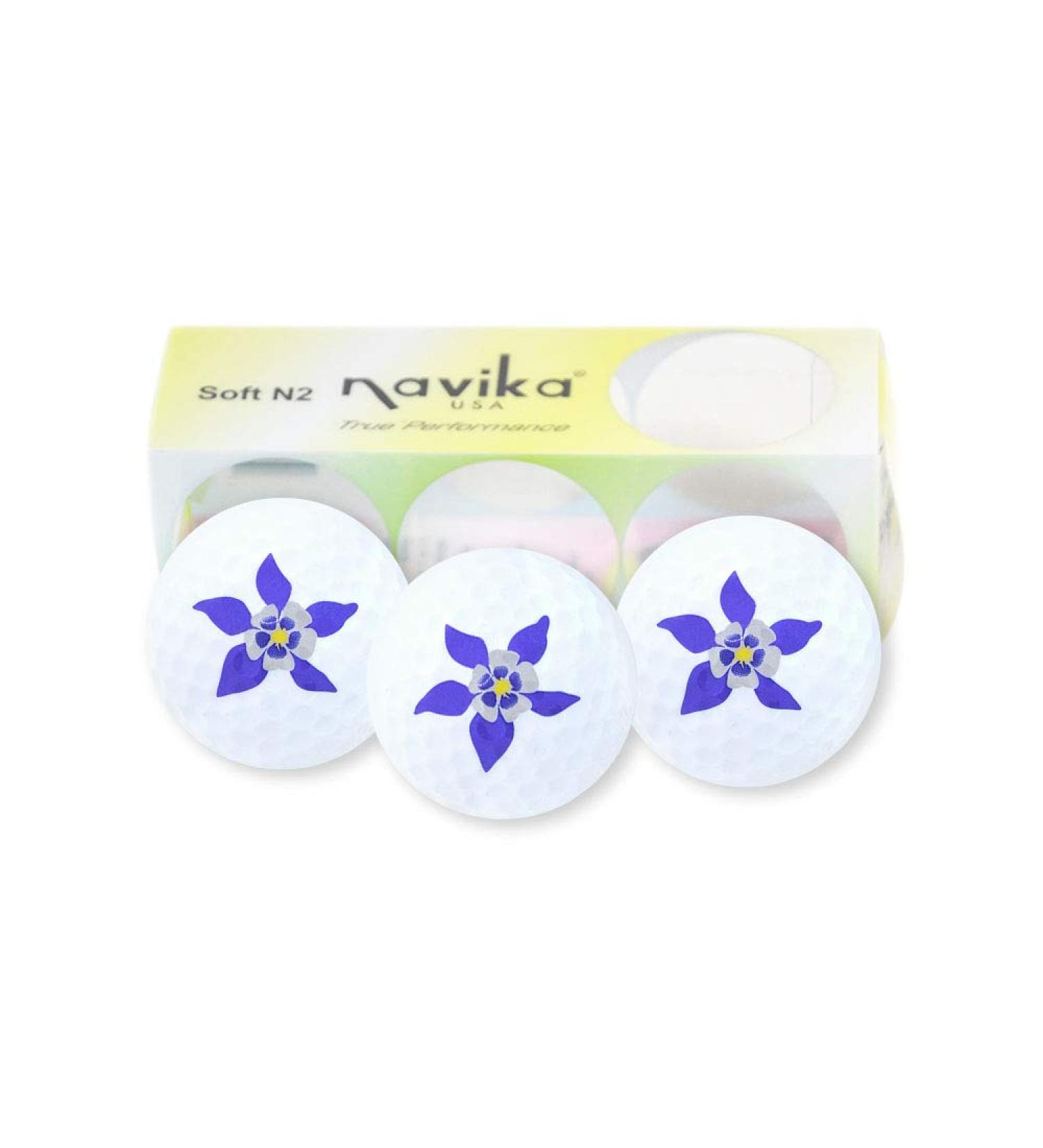 Navika Golf Balls - Colorado State/Columbine Flower Imprint on White Ball (3-Pack) - Buy Online on GoSupps.com