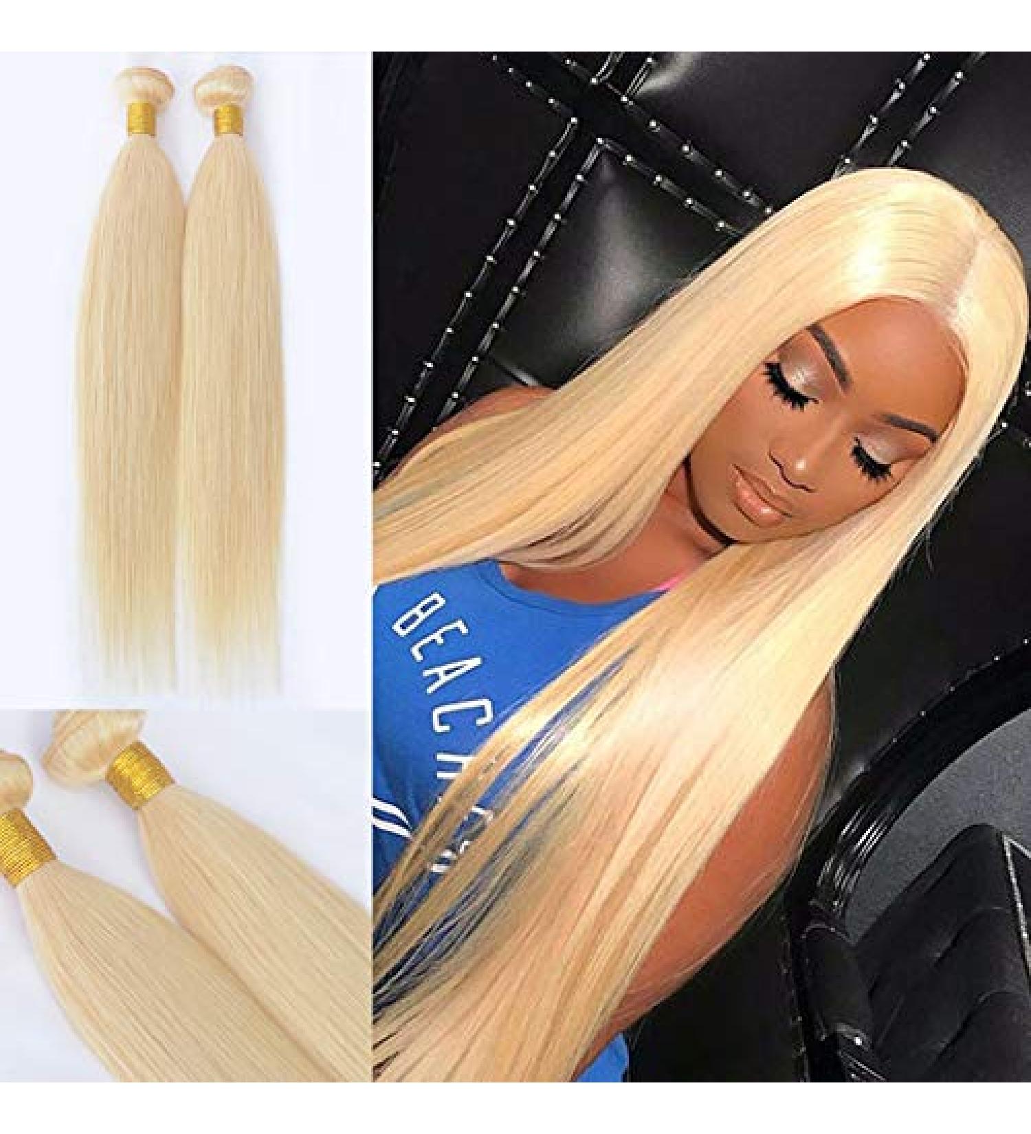 SeraphicWig Blonde Brazilian Human Hair Weft - Silky Straight 14 Bundle (100g) for Women - Color 613 - Buy Online on GoSupps.com