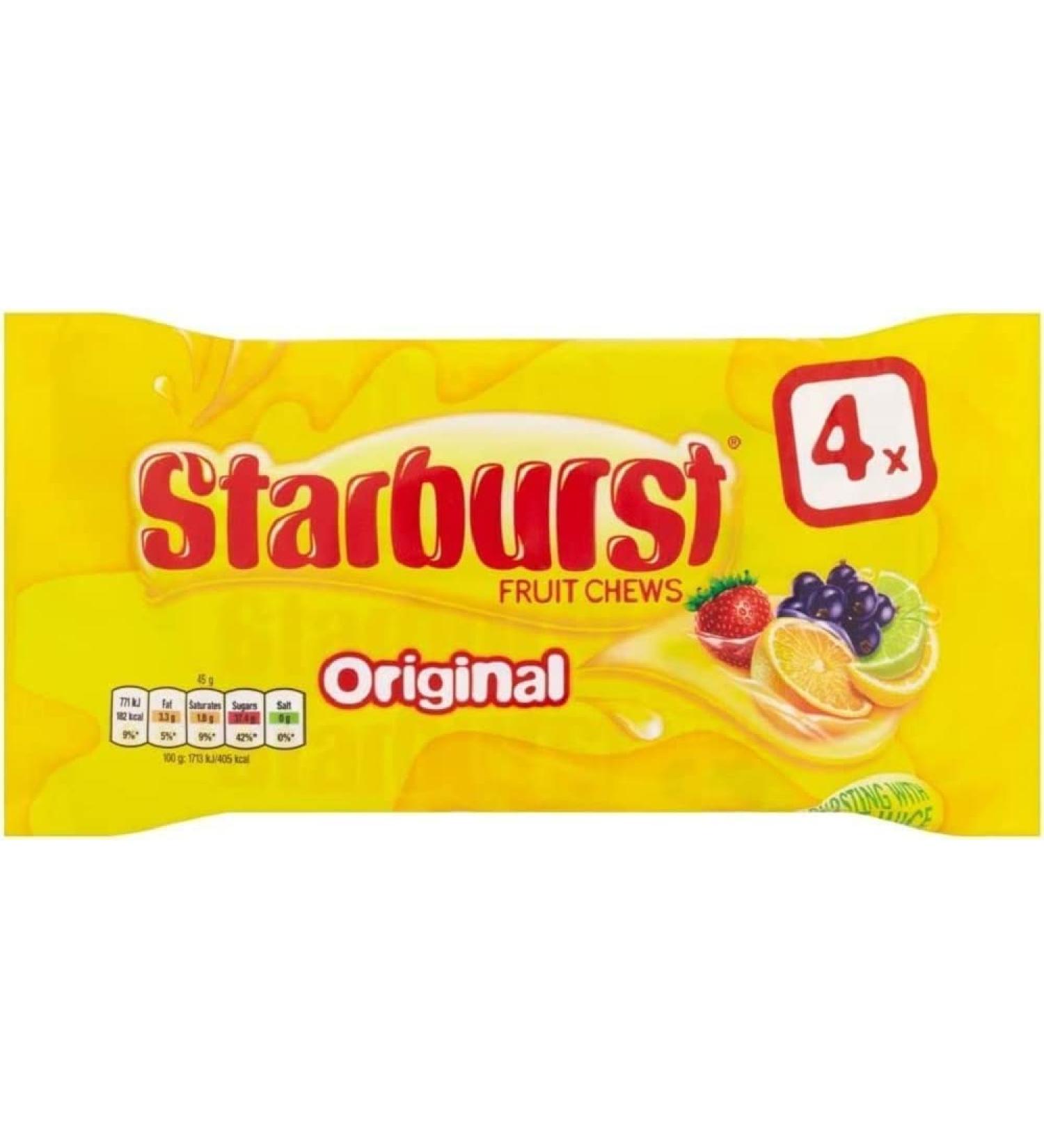 Starburst Fruit Chews - Original (4x45g) - Pack of 2 Delicious Tasty And Twisty Treat Gift Hamper For Birthday Christmas Sold By Kidzbuzz - Buy Online on GoSupps.com