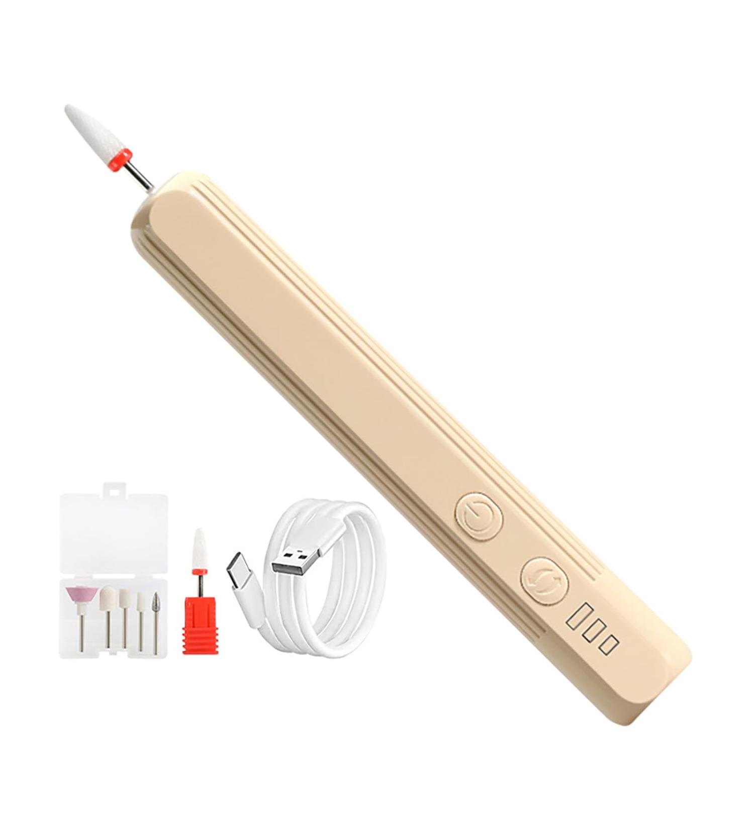 kagrote Nail Drill Machine USB Rechargeable Electric Nail Machine Professional Supplies. Portable Nail Polishing Tools with 6 Drill Bits for Home Nail Salon Manicure Khaki - Buy Online on GoSupps.com