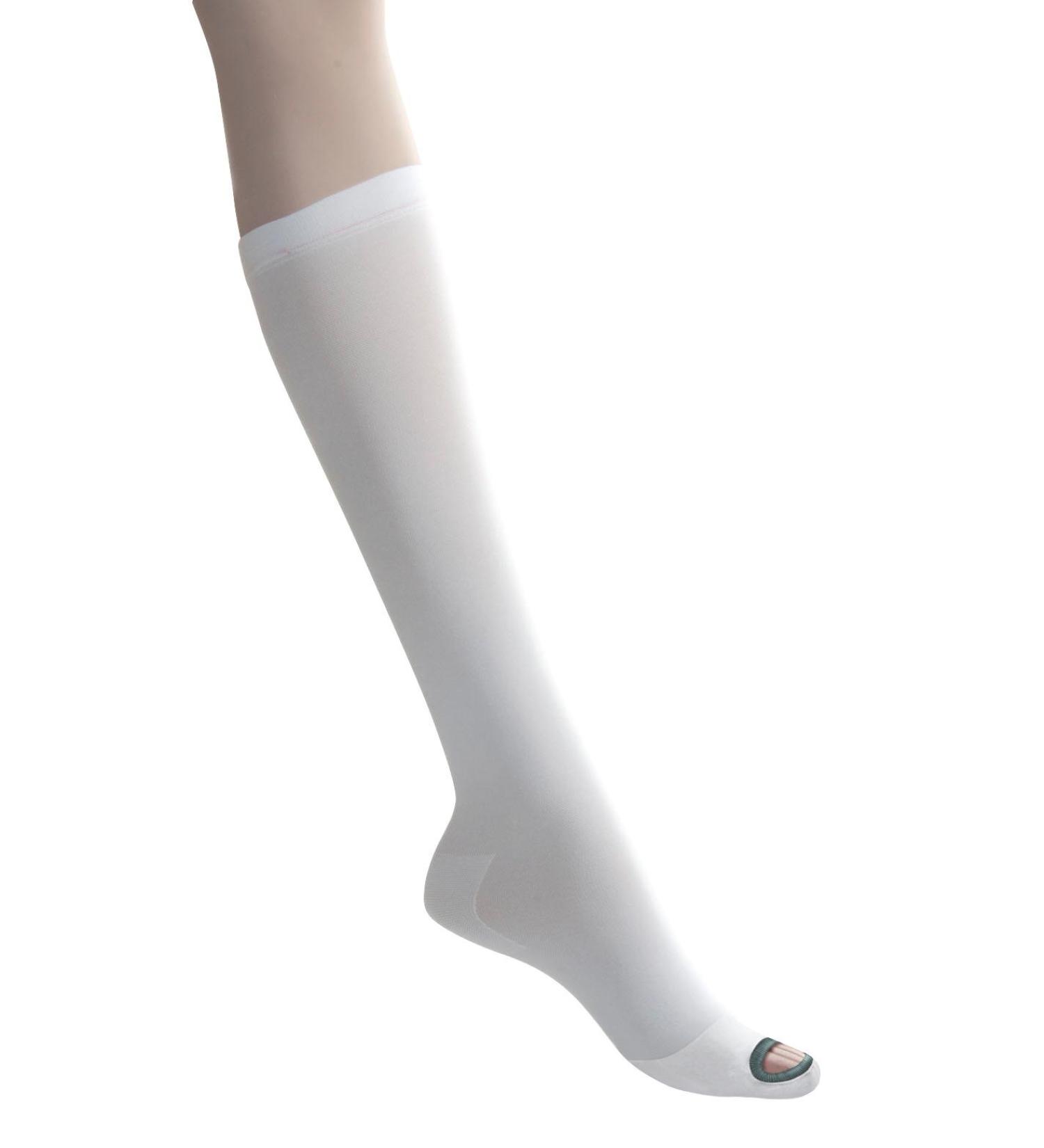 Medline Knee-High Anti-Embolism Stockings Blue Toe Stitching with Red Top Size Large Regular Box of 12 Pairs