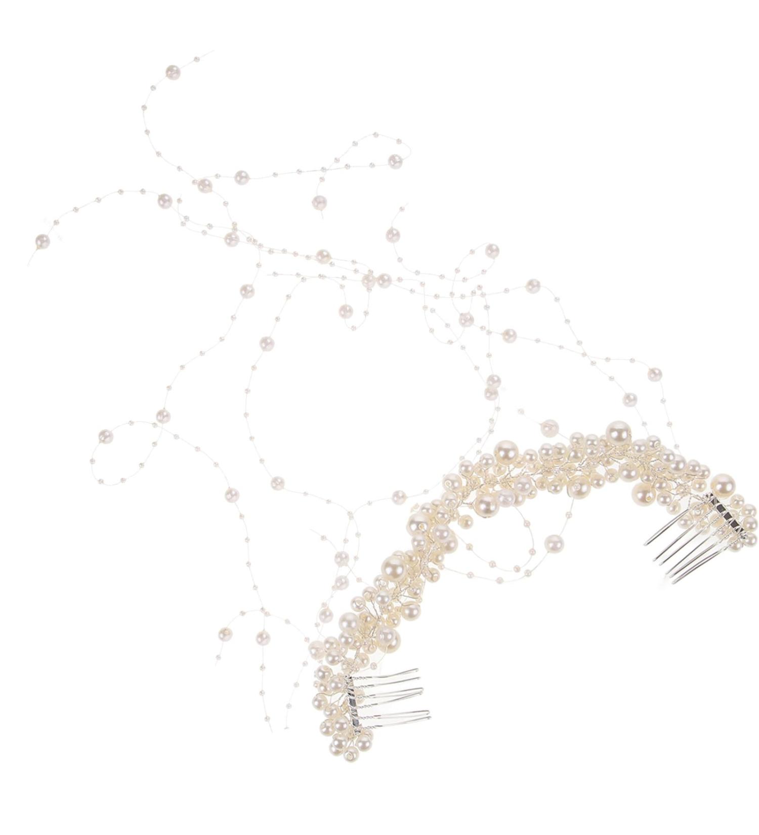 LIFKOME Wedding Hair Comb Tassel Pearl Hairpins Bride Headpiece Princess Fairy Hair Accessory Pearl Hair Jewelry for Women Girls Favors - Buy Online on GoSupps.com