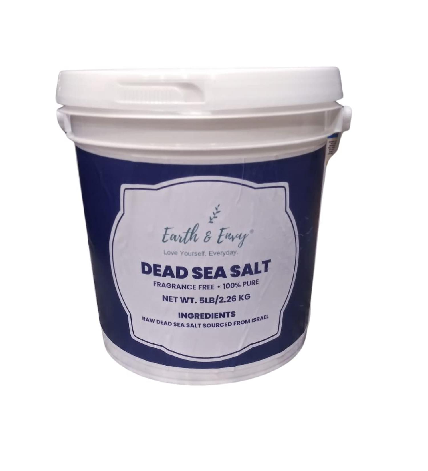 Earth & Envy Dead Sea Salt 5LB Medium Fine Grain - Fragrance-Free, Moisturizing & Detoxifying - Buy Online on GoSupps.com